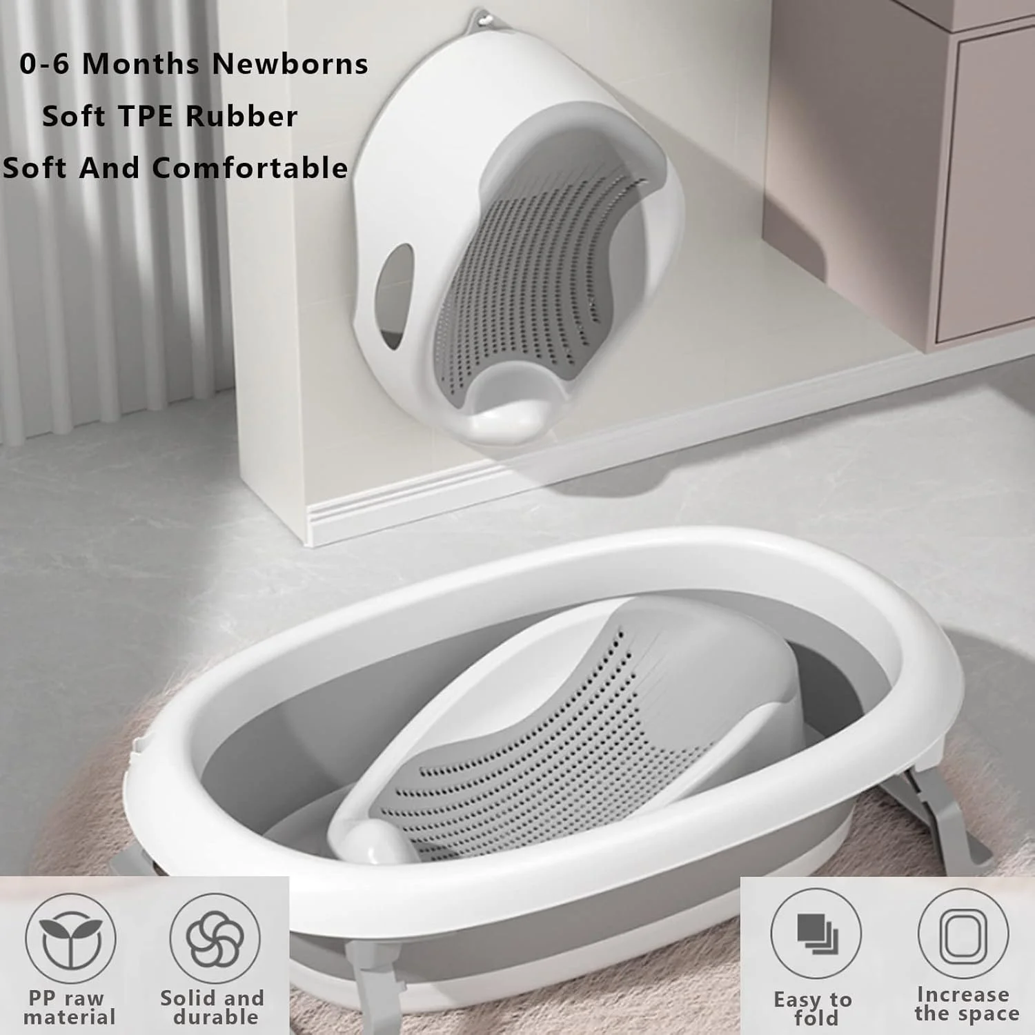 تکیه گاه حمام کودک Beauenty، تکیه گاه حمام نوزاد برای کودکان نوپا، صندلی نرم حمام نوزاد تازه متولد شده، قفسه دوش، صندلی وان کودک تنفسی (خاکستری) تکیه گاه حمام کودک Beauenty، تکیه گاه حمام نوزاد برای کودکان نوپا، صندلی نرم حمام نوزاد تازه متولد شده، قفسه دوش، صندلی وان کودک تنفسی (خاکستری)