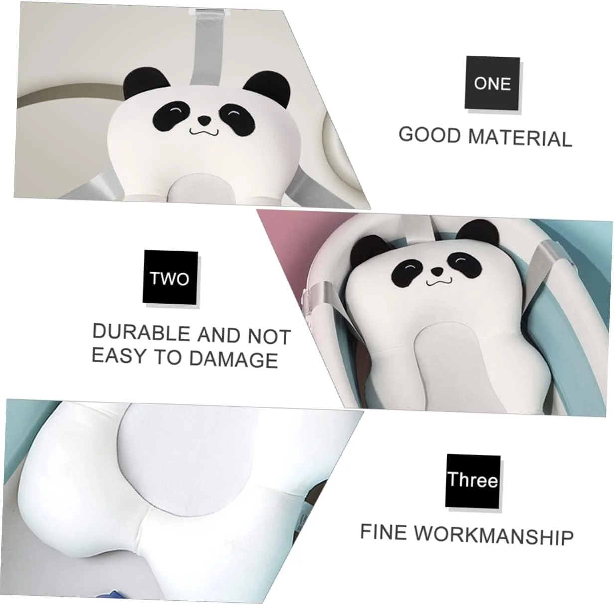 بالش آغوشی نوزاد، تشک پاندا برای حمام، توری حمام، پشتیبانی از وان با پد، مناسب نوزاد تازه متولد شده و کودک نوپا، پشتیبانی ضخیم برای نشستن در حمام، صندلی سفید ضد لغزش قابل تنظیم برای نوزاد
