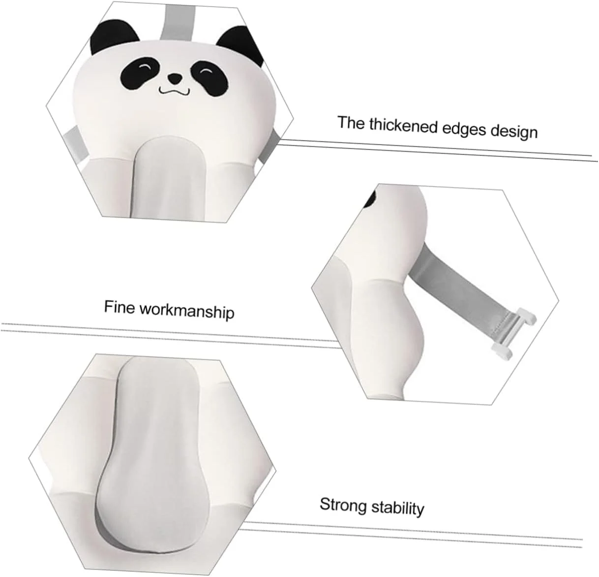 بالش آغوشی نوزاد، تشک پاندا برای حمام، توری حمام، پشتیبانی از وان با پد، مناسب نوزاد تازه متولد شده و کودک نوپا، پشتیبانی ضخیم برای نشستن در حمام، صندلی سفید ضد لغزش قابل تنظیم برای نوزاد