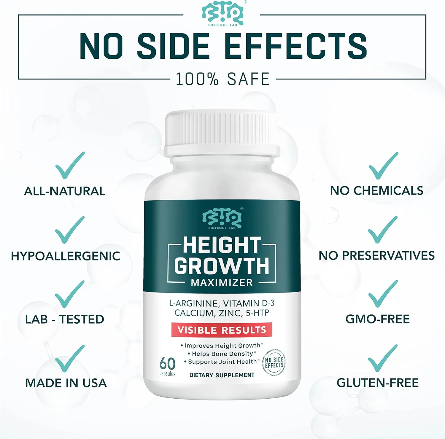 قرص های ویتامین افزایش قد PEAKRISE - مکمل ال-آرژنین، کلسیم و روی بدون هورمون رشد برای همه - 60 کپسول قرص های ویتامین افزایش قد PEAKRISE - مکمل ال-آرژنین، کلسیم و روی بدون هورمون رشد برای همه - 60 کپسول