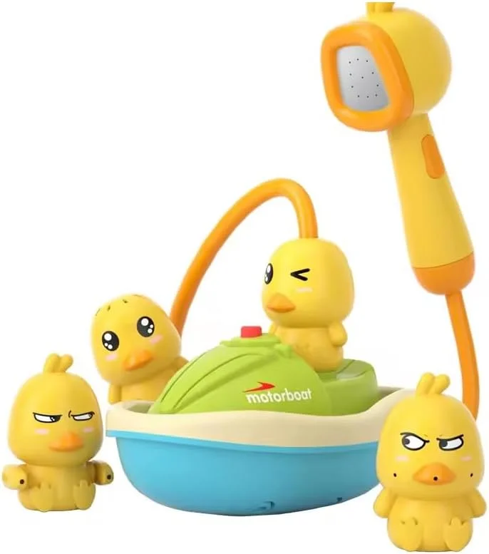 اسباب بازی حمام کودک AMERTEER - اسباب بازی اردک شناور با قابلیت پاشش آب و سر دوش - اسباب بازی تعاملی موتوری برای کودکان 2 تا 5 سال - اسباب بازی حمام کودک ناز
