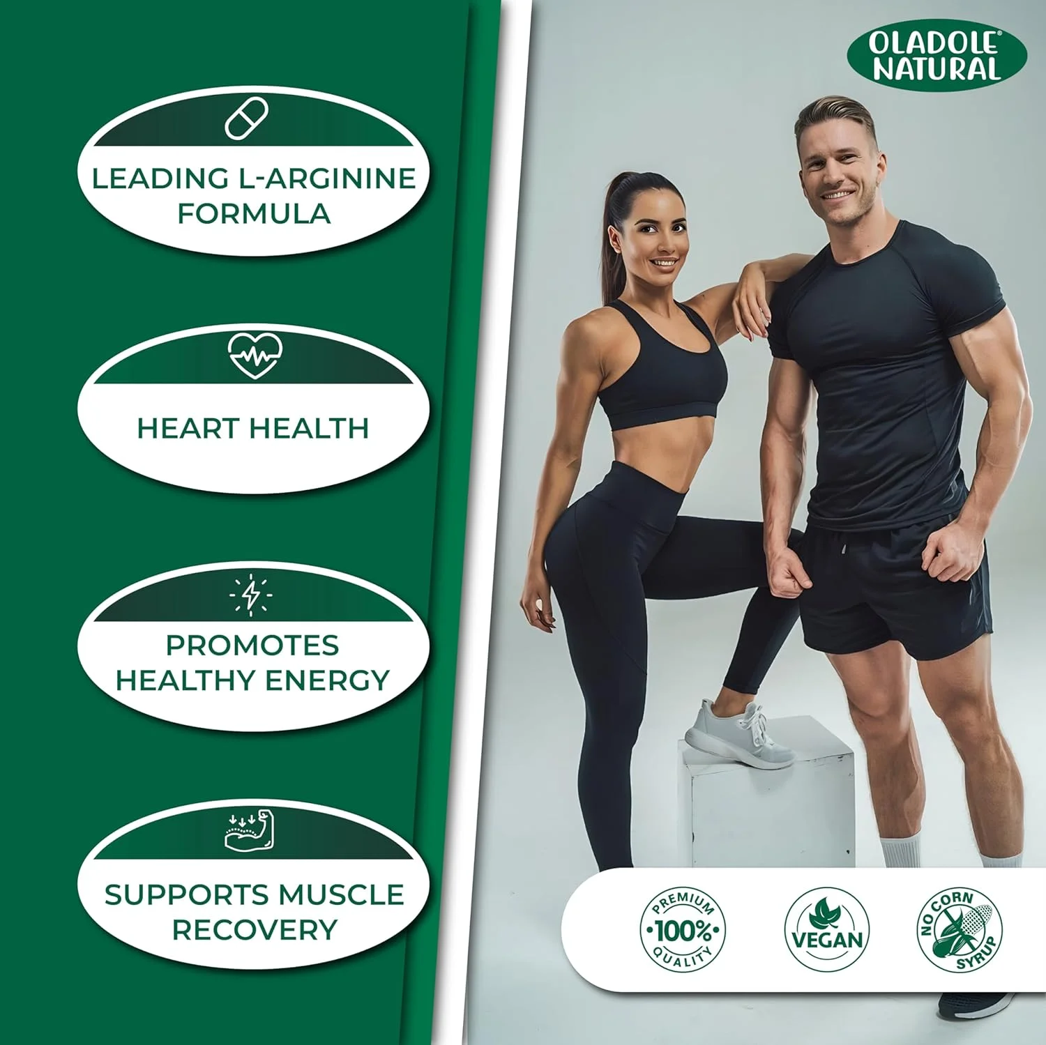 ال آرژنین دو برابر قوی اولادول نچرال (1000 میلی گرم) - 120 قرص | تقویت کننده اکسید نیتریک و اسید آمینه ضروری | بهبود سلامت قلب و عروق، گردش خون، رشد عضلات، انرژی و عملکرد ال آرژنین دو برابر قوی اولادول نچرال (1000 میلی گرم) - 120 قرص | تقویت کننده اکسید نیتریک و اسید آمینه ضروری | بهبود سلامت قلب و عروق، گردش خون، رشد عضلات، انرژی و عملکرد