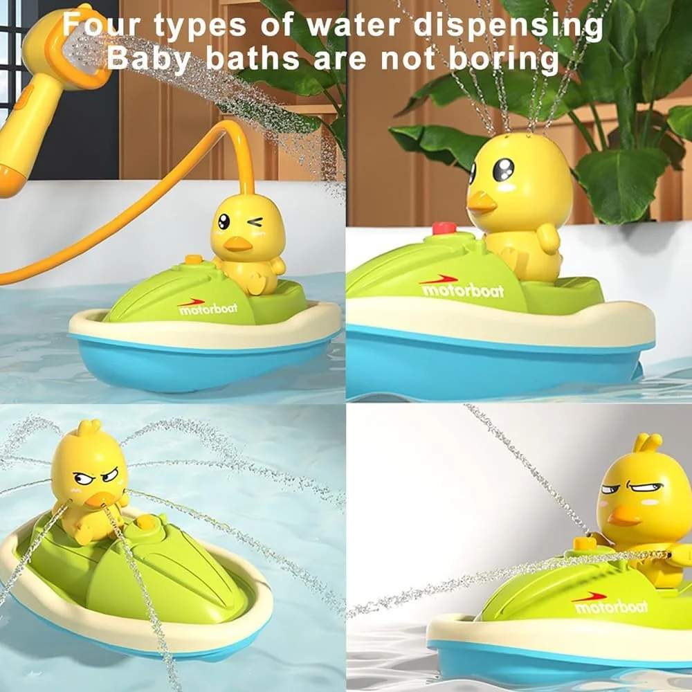 اسباب بازی حمام کودک AMERTEER - اسباب بازی اردک شناور با قابلیت پاشش آب و سر دوش - اسباب بازی تعاملی موتوری برای کودکان 2 تا 5 سال - اسباب بازی حمام کودک ناز