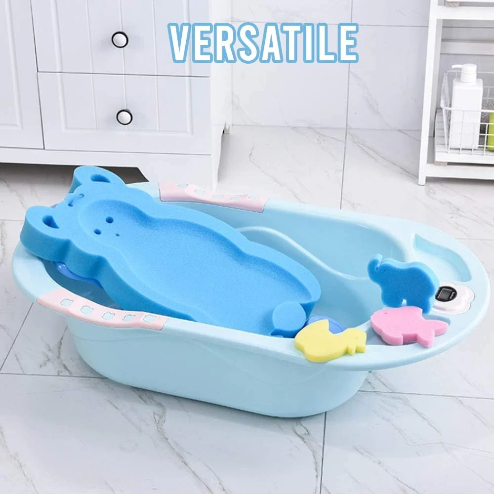 پد اسفنجی حمام کودک ضد لغزش AMERTEER مناسب وان | پد نرم برای حمام نوزاد و کودک نوپا | تشک حمام نرم برای لوازم ضروری حمام | لوازم جانبی حمام کودک - آبی