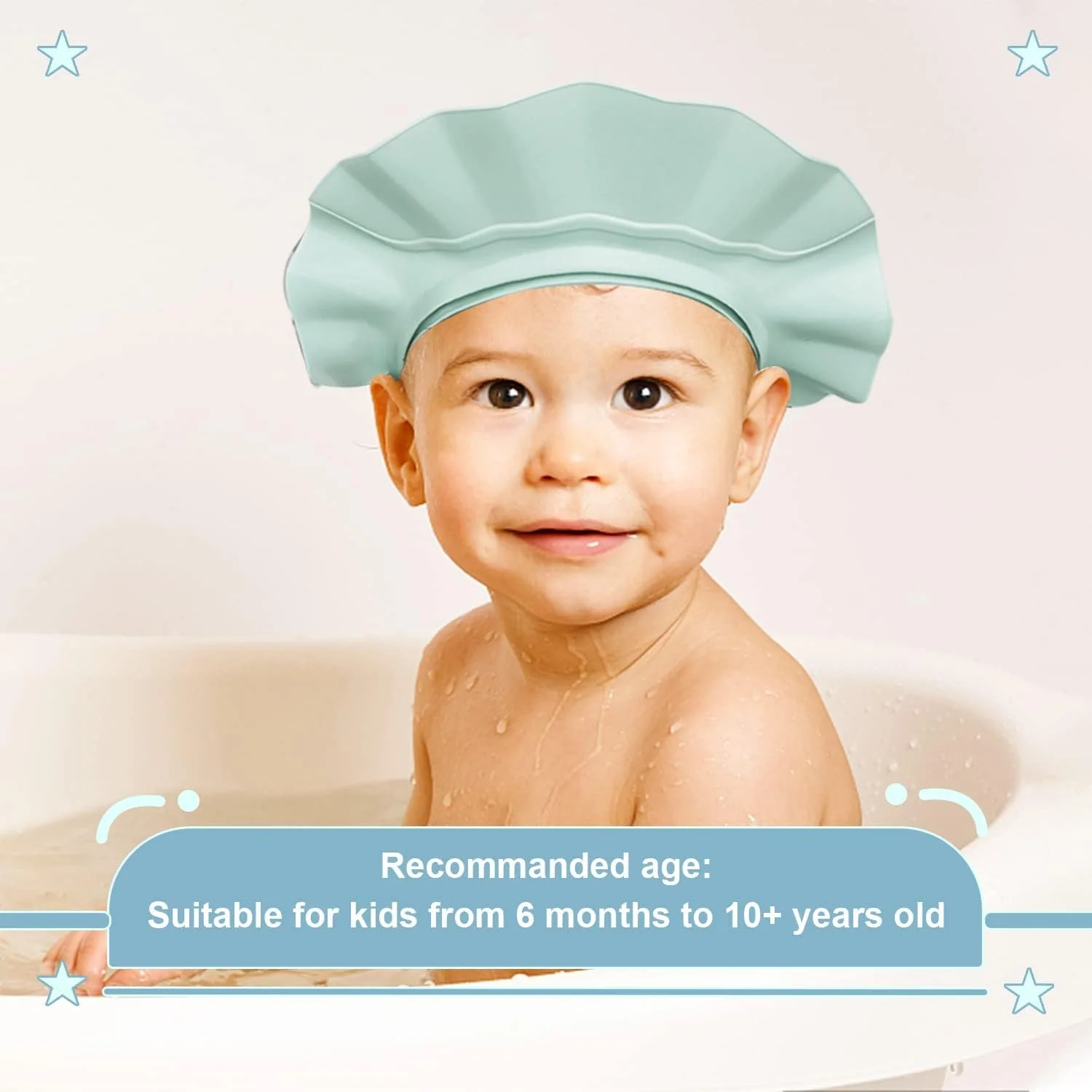 کلاه حمام کودک Azonee، محافظ شستشوی موی کودک قابل تنظیم، کلاه شامپو، محافظ حمام، کلاه آفتابگیر، محافظت از سر، چشم و گوش، ضد آب، کلاه حمام سیلیکونی نرم برای کودکان نوپا - آبی