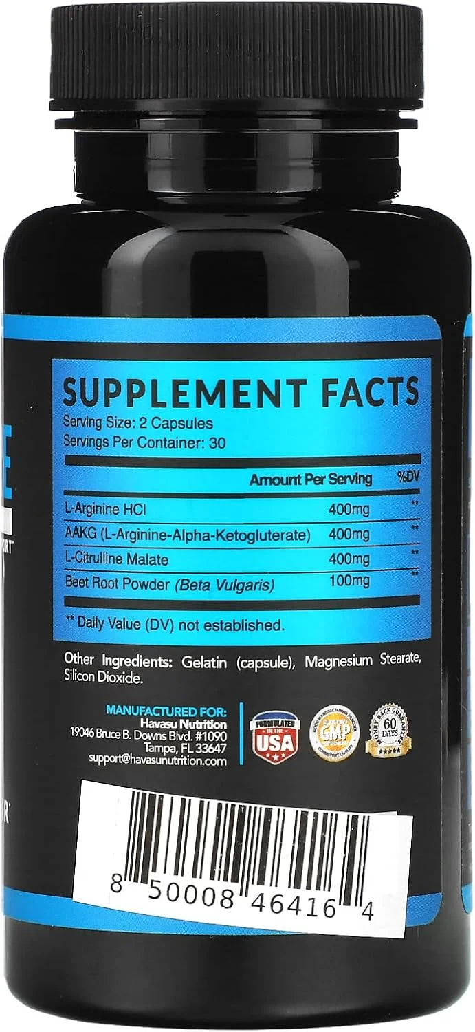 مکمل ال-آرژنین هاواسو نوتریشن، مکمل فوق العاده قوی - 60 کپسول مکمل ال-آرژنین هاواسو نوتریشن، مکمل فوق العاده قوی - 60 کپسول