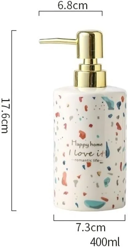 جامایع دستشویی حمام 400 میلی لیتر، محصولات سبک و لوکس دهانشویه برای حمام، جا مایع دستشویی سرامیکی، بطری فشاری، بطری خالی، جا مایع دستشویی مایع