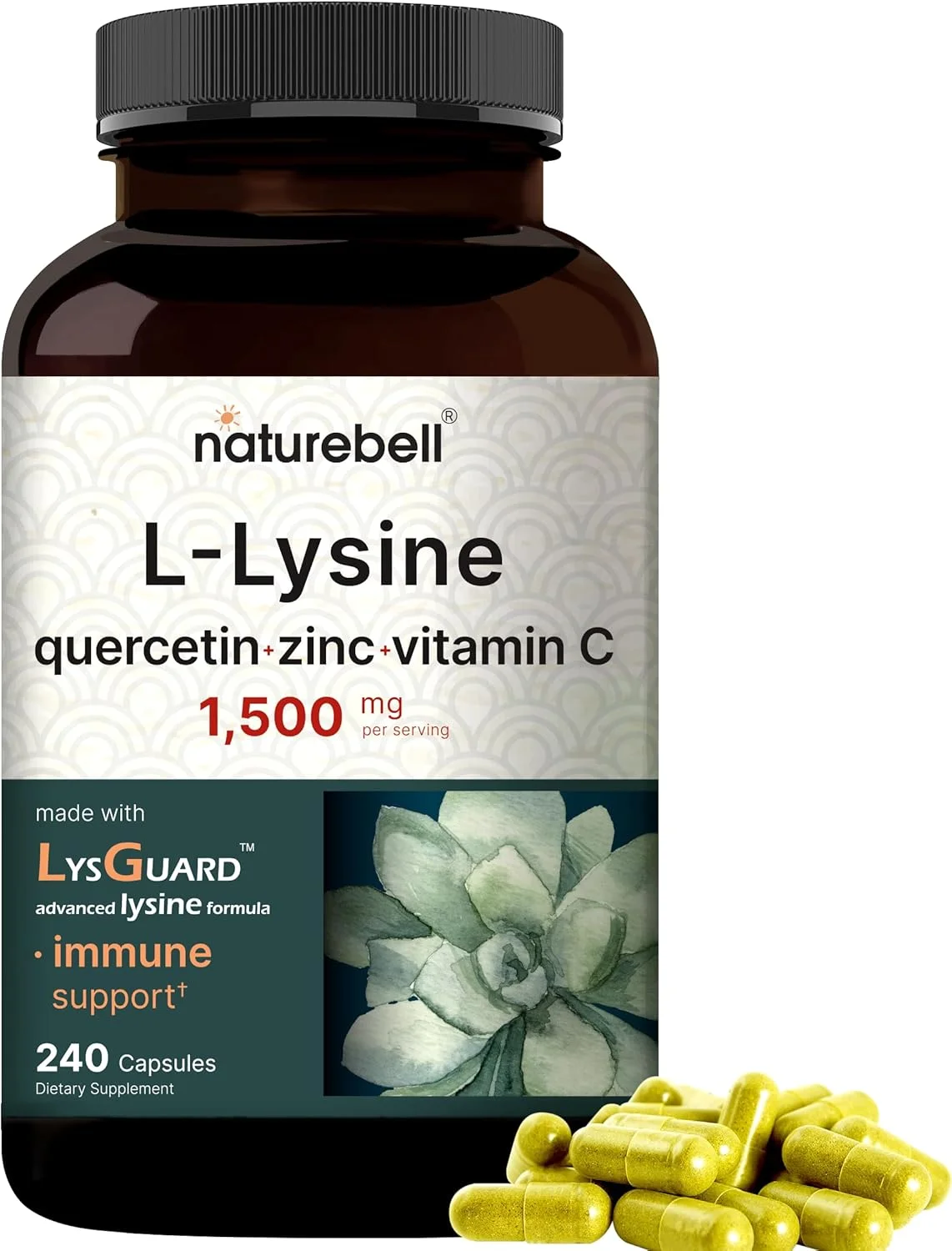 مکمل ال-لیزین 1000 میلی گرم NatureBell + کوئرستین 250 میلی گرم، 240 کپسول، فرم آزاد، کمپلکس لیزین 4 در 1، کوئرستین با ویتامین C و روی | پشتیبانی از سیستم ایمنی | تقویت سلامت لب و پوست مکمل ال-لیزین 1000 میلی گرم NatureBell + کوئرستین 250 میلی گرم، 240 کپسول، فرم آزاد، کمپلکس لیزین 4 در 1، کوئرستین با ویتامین C و روی | پشتیبانی از سیستم ایمنی | تقویت سلامت لب و پوست