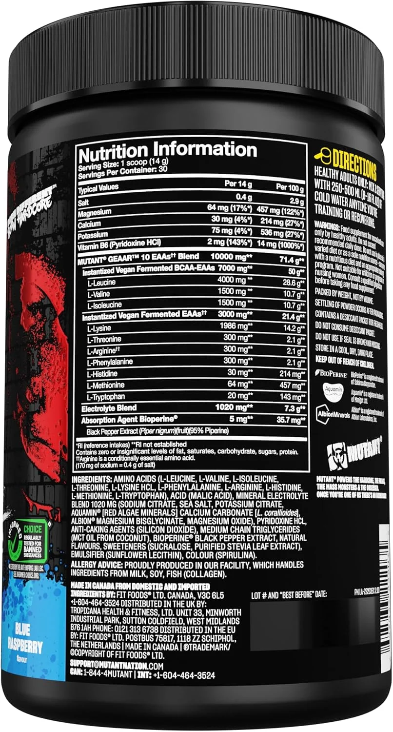 مکمل آمینو اسید شاخه ای جهش یافته با طعم تمشک آبی 400 گرمی مکمل آمینو اسید شاخه ای جهش یافته با طعم تمشک آبی 400 گرمی