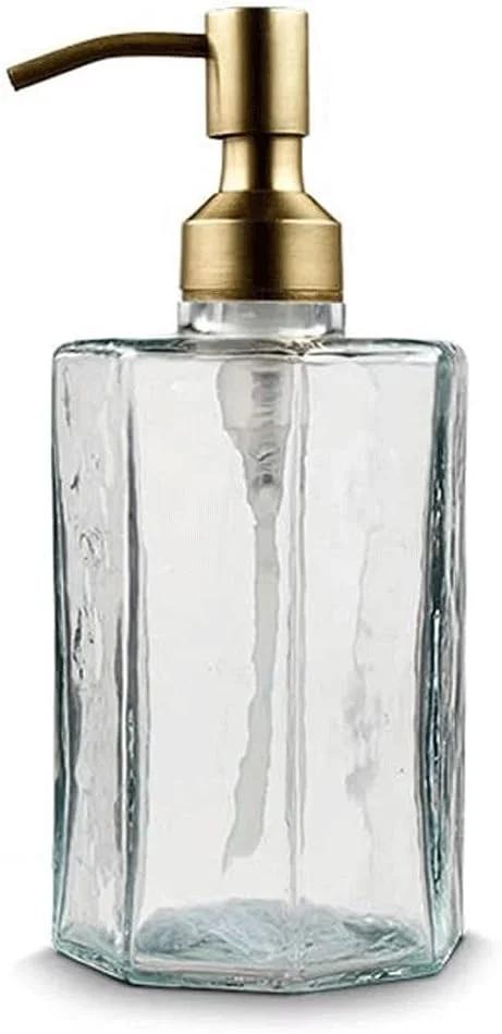 دیسپنسر صابون شیشه‌ای حمام با پمپ استیل ضد زنگ برای مایع دستشویی و لوسیون (شفاف)