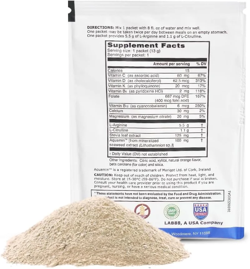 مکمل ال-آرژنین پرو ON-The-GO بسته های تک نفره مسافرتی - 5500 میلی گرم ال-آرژنین به همراه 1100 میلی گرم ال-سیترولین (30 بسته تک نفره)