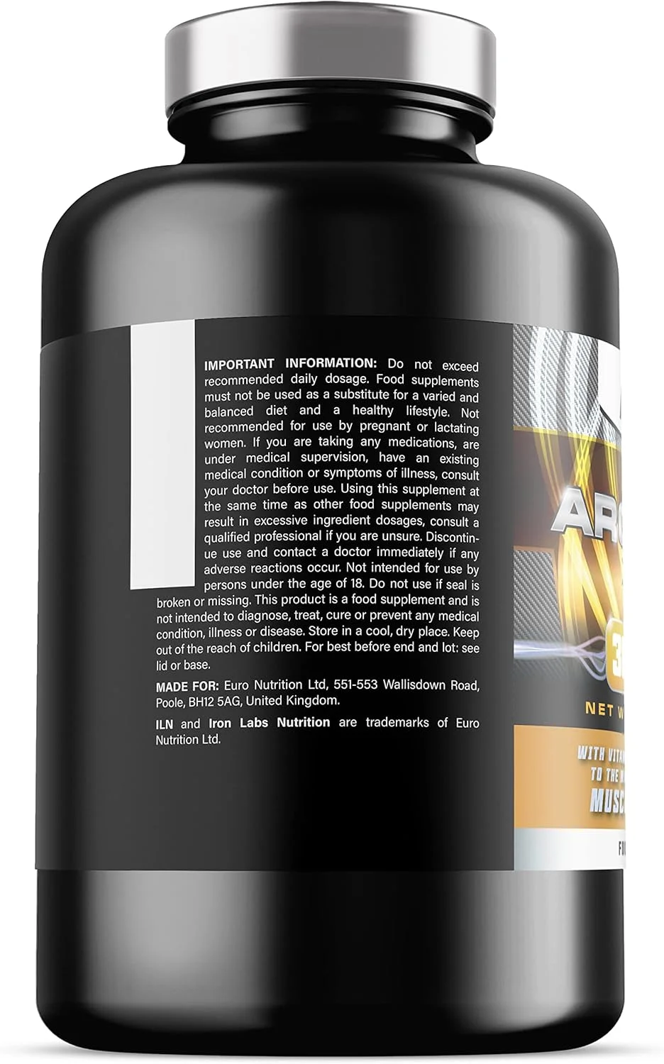 کپسول های ال آرژنین XXL آیرون لبز نوتریشن - 2600 میلی گرم ال-آرژنین - تقویت شده با گلوتامین، B12 و D3 برای عملکرد طبیعی عضلات (300 کپسول گیاهی) کپسول های ال آرژنین XXL آیرون لبز نوتریشن - 2600 میلی گرم ال-آرژنین - تقویت شده با گلوتامین، B12 و D3 برای عملکرد طبیعی عضلات (300 کپسول گیاهی)
