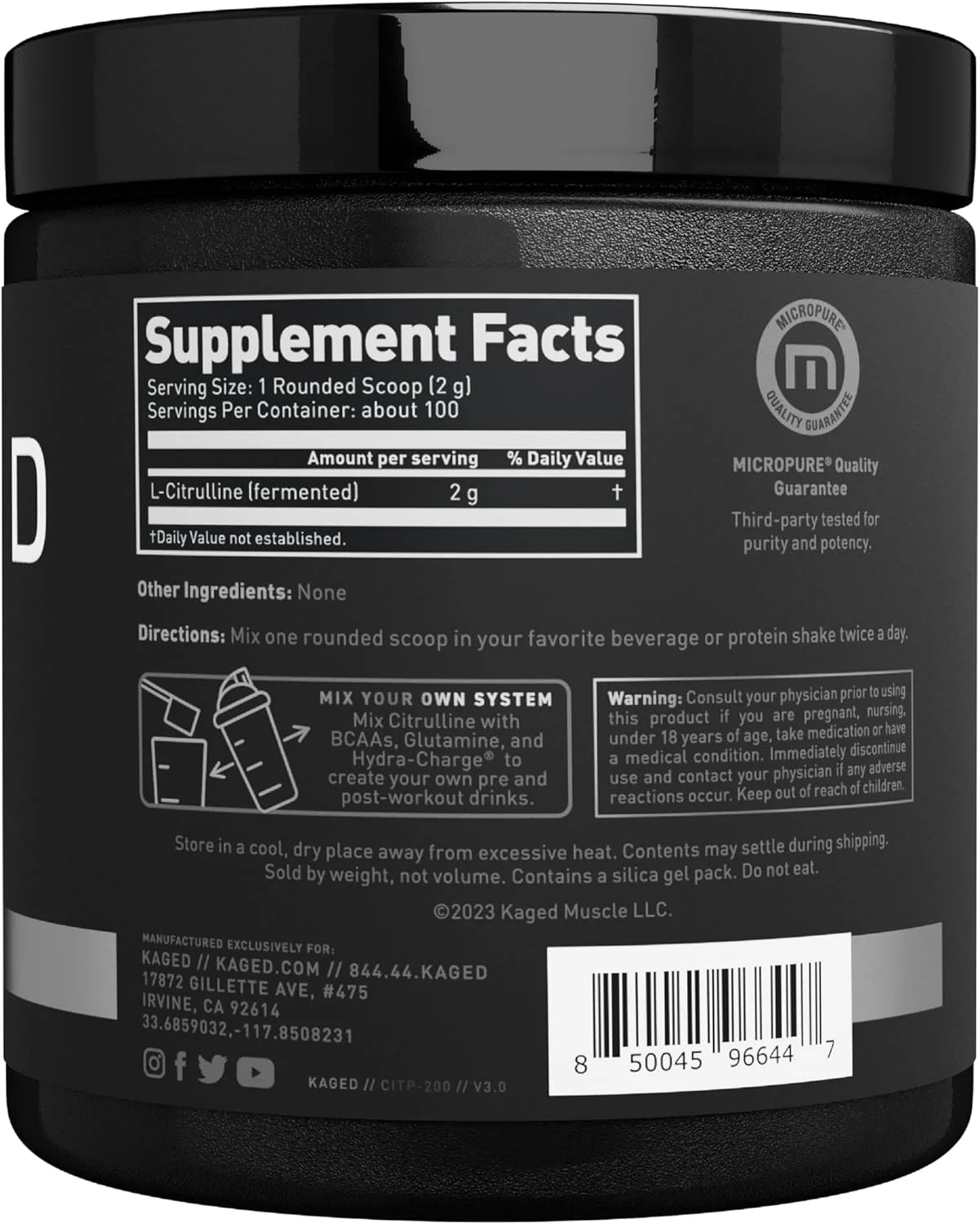 پودر ال-سیترولین پریمیوم Kaged Muscle، تقویت کننده پمپ عضلانی، بهبود عروق خونی عضلات، تقویت کننده نیتریک اکسید، سیترولین، بدون طعم، 100 سروینگ، سفید، 200 گرم پودر ال-سیترولین پریمیوم Kaged Muscle، تقویت کننده پمپ عضلانی، بهبود عروق خونی عضلات، تقویت کننده نیتریک اکسید، سیترولین، بدون طعم، 100 سروینگ، سفید، 200 گرم