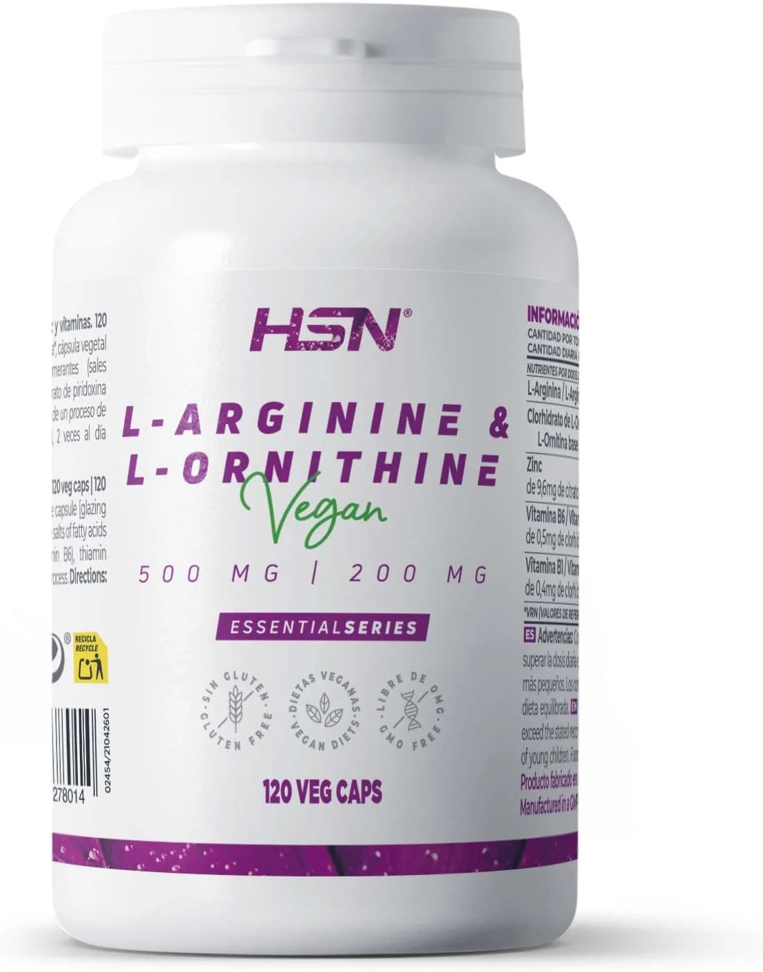 اچ اس ان اسنشیالز ال-آرژنین ال-اورنیتین 500 میلی گرم/200 میلی گرم - 120 کپسول گیاهی اچ اس ان اسنشیالز ال-آرژنین ال-اورنیتین 500 میلی گرم/200 میلی گرم - 120 کپسول گیاهی