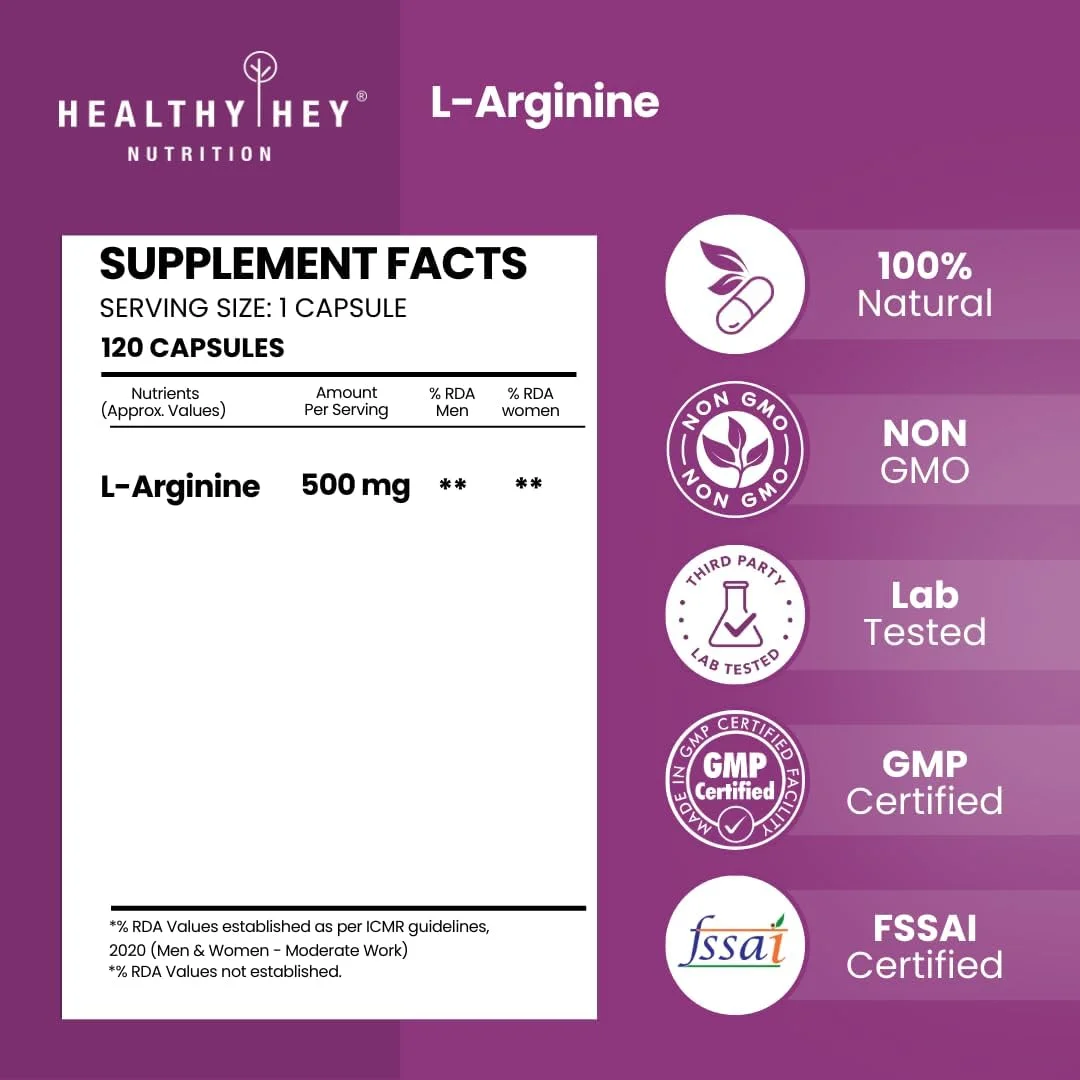 ال-آرژنین HealthyHey، ۱۲۰ کپسول گیاهی (بسته ۱ عددی) ال-آرژنین HealthyHey، ۱۲۰ کپسول گیاهی (بسته ۱ عددی)