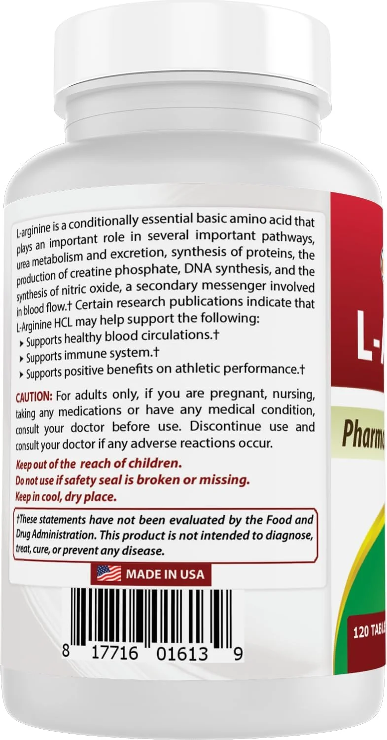 (فرمول جدید بهبود یافته) بست نچرالز ال-آرژنین 1000 میلی گرم 120 قرص - مکمل ال آرژنین با درجه دارویی، سنتز اکسید نیتریک را تقویت می کند (فرمول جدید بهبود یافته) بست نچرالز ال-آرژنین 1000 میلی گرم 120 قرص - مکمل ال آرژنین با درجه دارویی، سنتز اکسید نیتریک را تقویت می کند