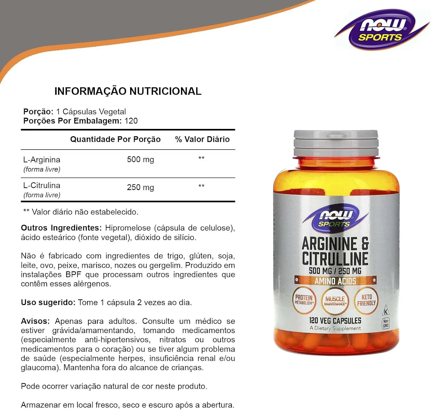 Now Foods آرژنین و سیترولین، 120 کپسول، 500 میلی گرم / 250 میلی گرم، بسته بندی ممکن است متفاوت باشد Now Foods آرژنین و سیترولین، 120 کپسول، 500 میلی گرم / 250 میلی گرم، بسته بندی ممکن است متفاوت باشد