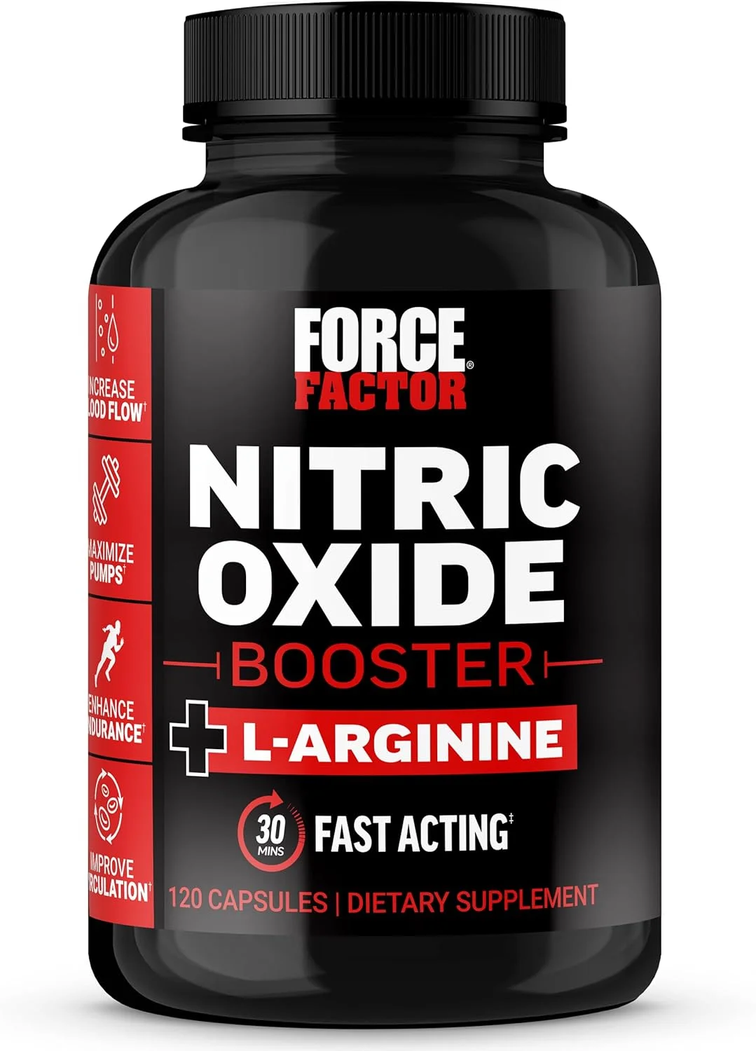مکمل اکسید نیتریک FORCE FACTOR، فرمول سریع الاثر با ال-آرژنین، افزایش دهنده سطوح اکسید نیتریک، حداکثر کننده پمپ عضلانی، افزایش دهنده استقامت، بهبود گردش خون، 120 کپسول