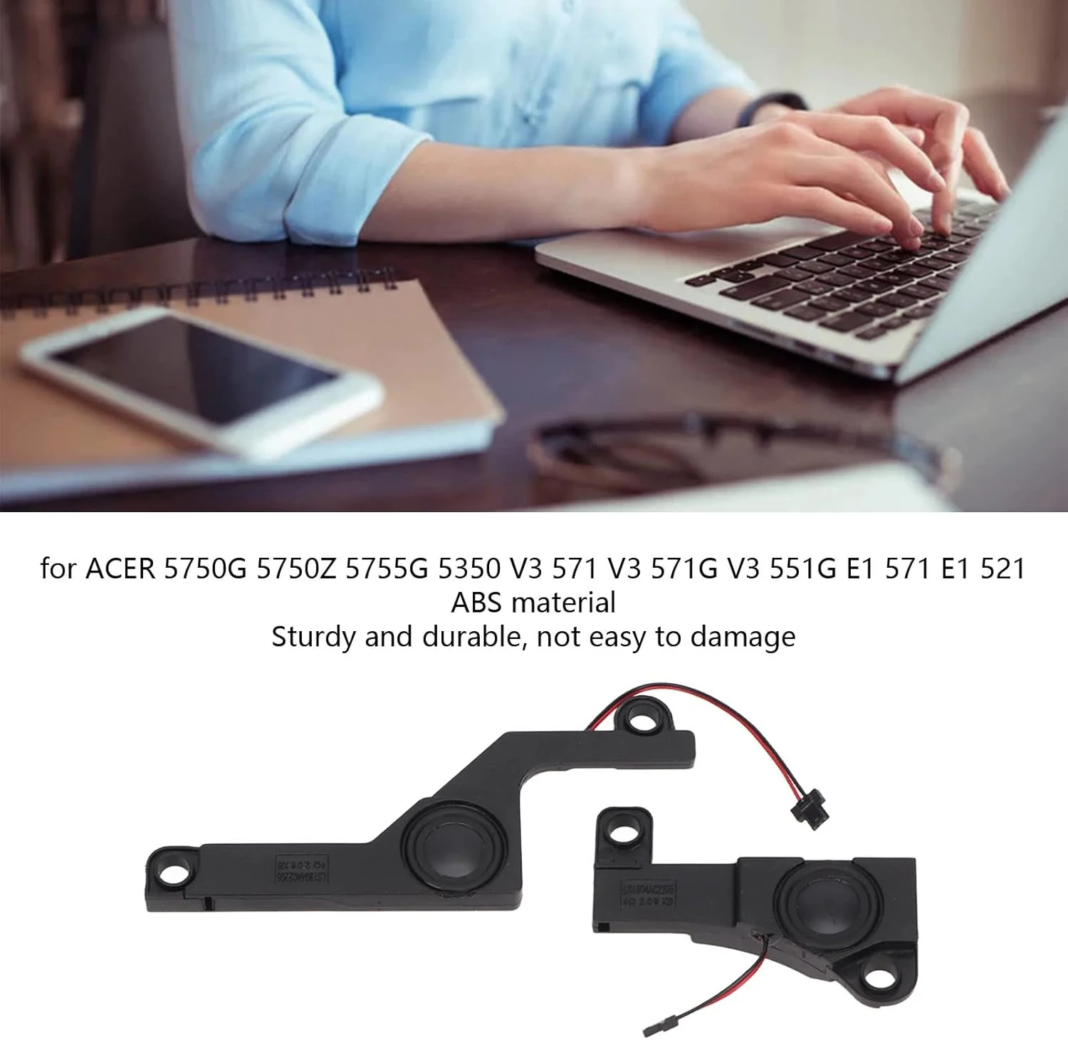 بلندگوهای داخلی جایگزین Zunate، 2 عدد بلندگوی لپ تاپ داخلی با کانکتور برای Acer 5750G 5750Z 5755G 5350 V3 571 V3 571G V3 551G E1 571 E1 521 بلندگوهای داخلی جایگزین Zunate، 2 عدد بلندگوی لپ تاپ داخلی با کانکتور برای Acer 5750G 5750Z 5755G 5350 V3 571 V3 571G V3 551G E1 571 E1 521