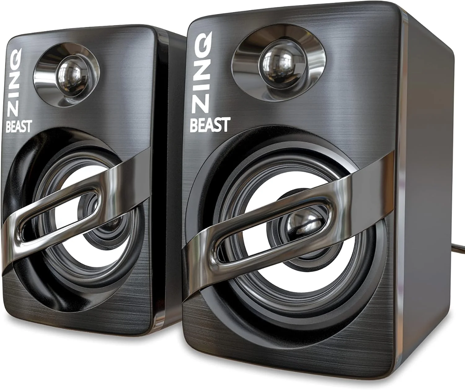اسپیکر چند رسانه ای قابل حمل زینکیو تکنولوژی مدل Beast با پورت USB 2.0 برای لپ تاپ/کامپیوتر، دارای ورودی AUX، بیس عمیق، چراغ های LED و ورودی صدای 3.5 میلی متری (مشکی)