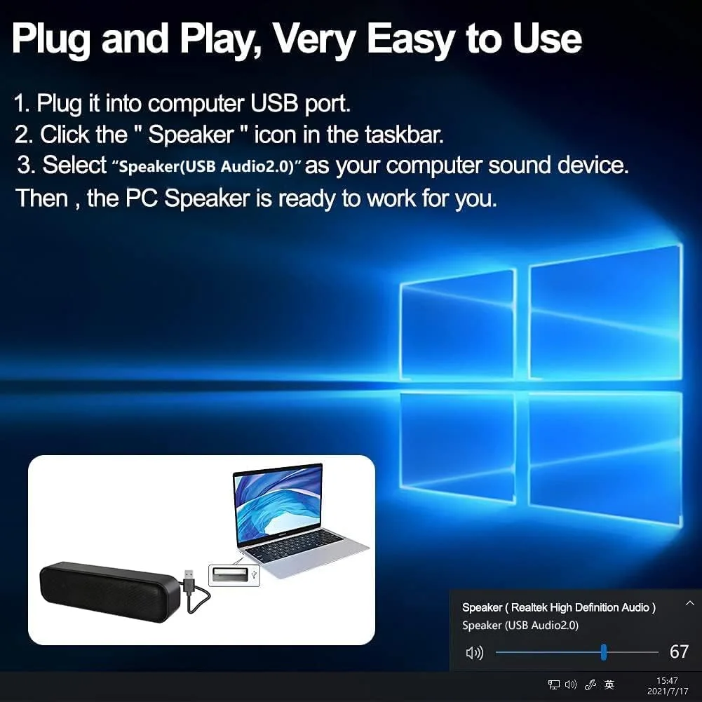 اسپیکر کامپیوتر ZETIY، اسپیکر USB برای کامپیوتر رومیزی، ویندوز، مک. مینی ساندبار قابل حمل - اتصال و پخش با کنترل صدا و دکمه قطع صدا (آداپتور USB-C به USB شامل می شود) اسپیکر کامپیوتر ZETIY، اسپیکر USB برای کامپیوتر رومیزی، ویندوز، مک. مینی ساندبار قابل حمل - اتصال و پخش با کنترل صدا و دکمه قطع صدا (آداپتور USB-C به USB شامل می شود)