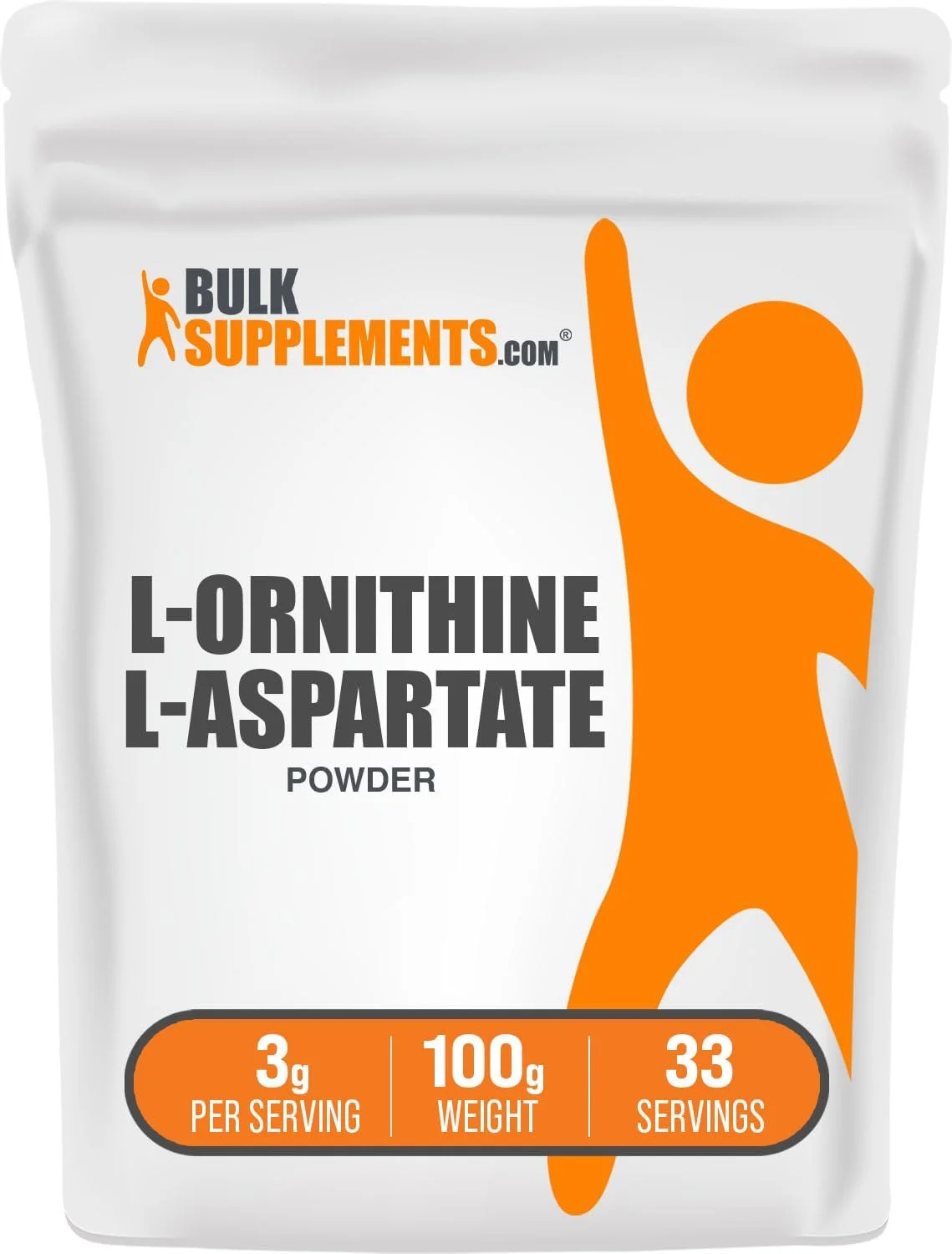 پودر ال-اورنیتین ال-آسپارتات BulkSupplements.com - مکمل اسیدهای آمینه برای سلامت کبد - بدون گلوتن، 3 گرم (3000 میلی گرم) در هر وعده، 33 وعده (100 گرم - 3.5 اونس)