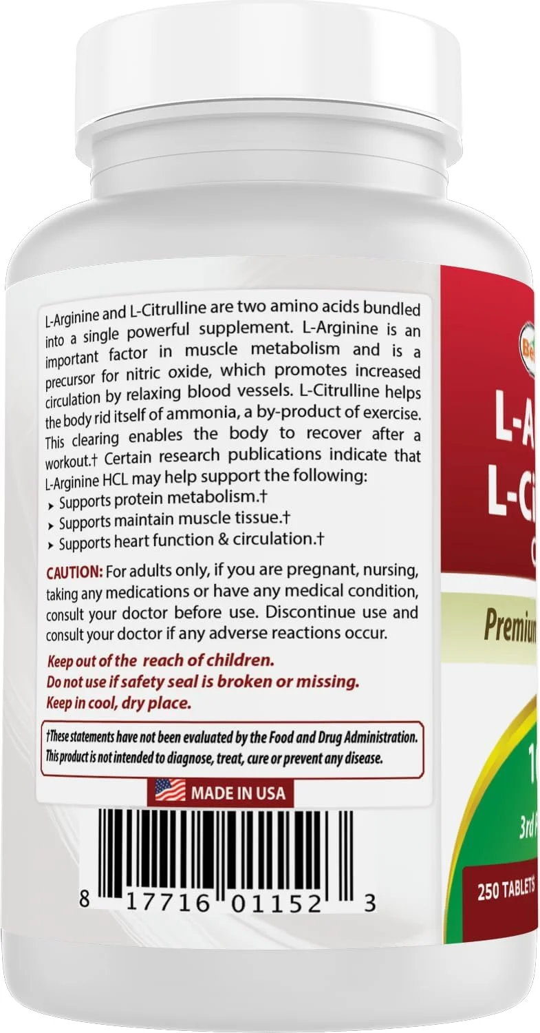 قرص های کمپلکس ال-آرژنین ال-سیترولین Best Naturals، 250 عدد قرص های کمپلکس ال-آرژنین ال-سیترولین Best Naturals، 250 عدد