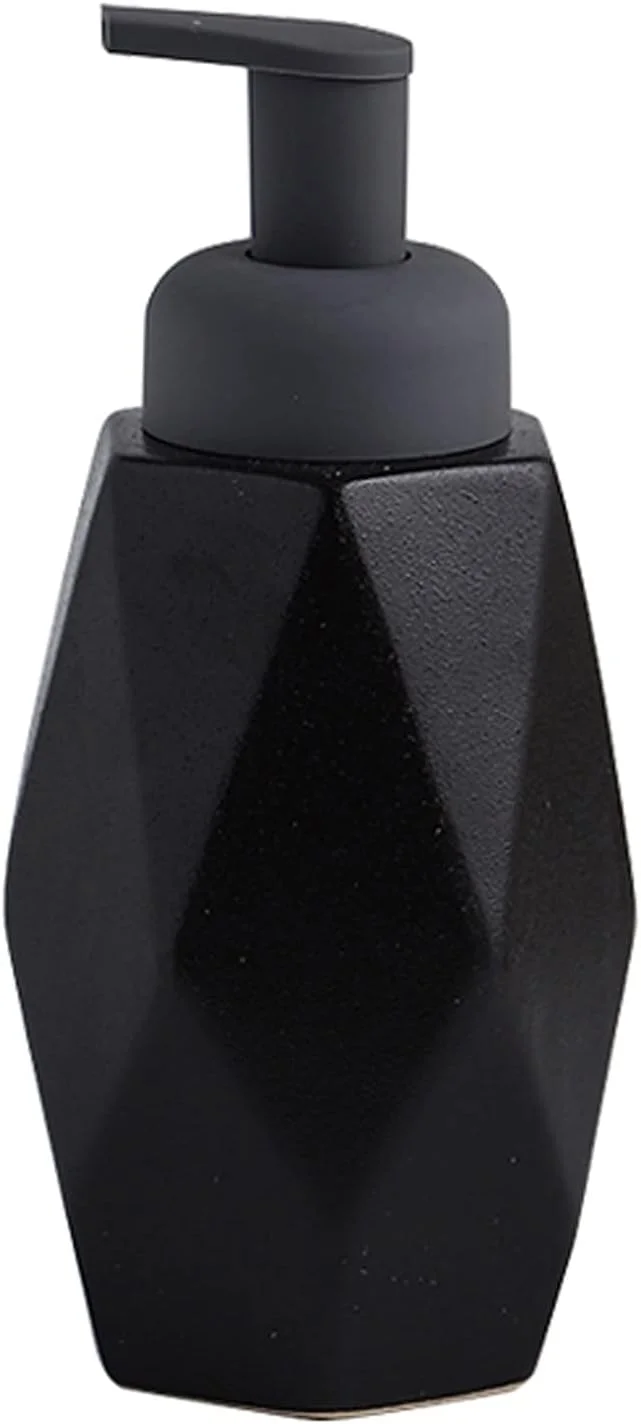 جا مایع دستشویی سرامیکی مناسب حمام، جا مایع قابل شارژ برای روی میز حمام، بطری پمپ جا مایع برای سینک آشپزخانه (مشکی)