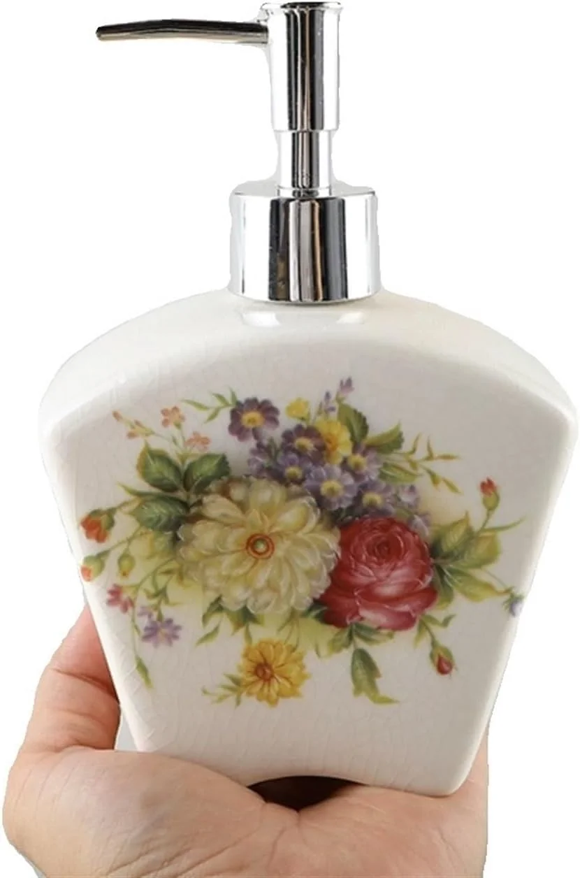 جامایع دستشویی سرامیکی سفید با طرح گل، مناسب برای حمام، آشپزخانه و سینک ظرفشویی