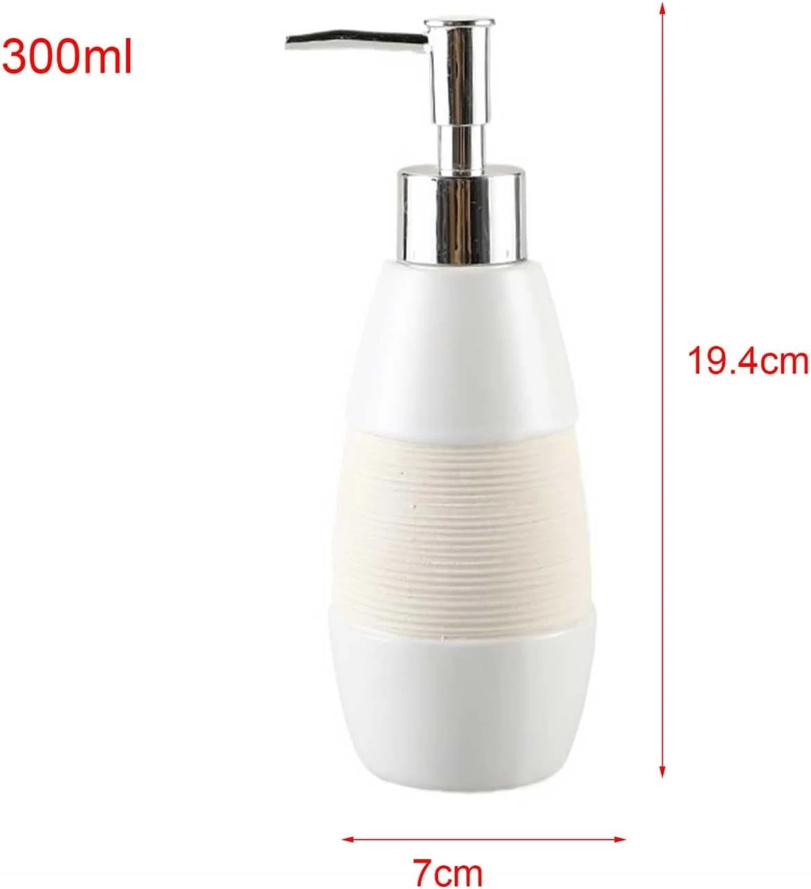 ظرف صابون مایع دستشویی، بطری لوسیون دست سفید برس خورده 300 میلی لیتری با پمپ، ظرف لوسیون، شیشه صابون مایع قابل پر کردن، پخش کننده رزینی برای حمام و آشپزخانه