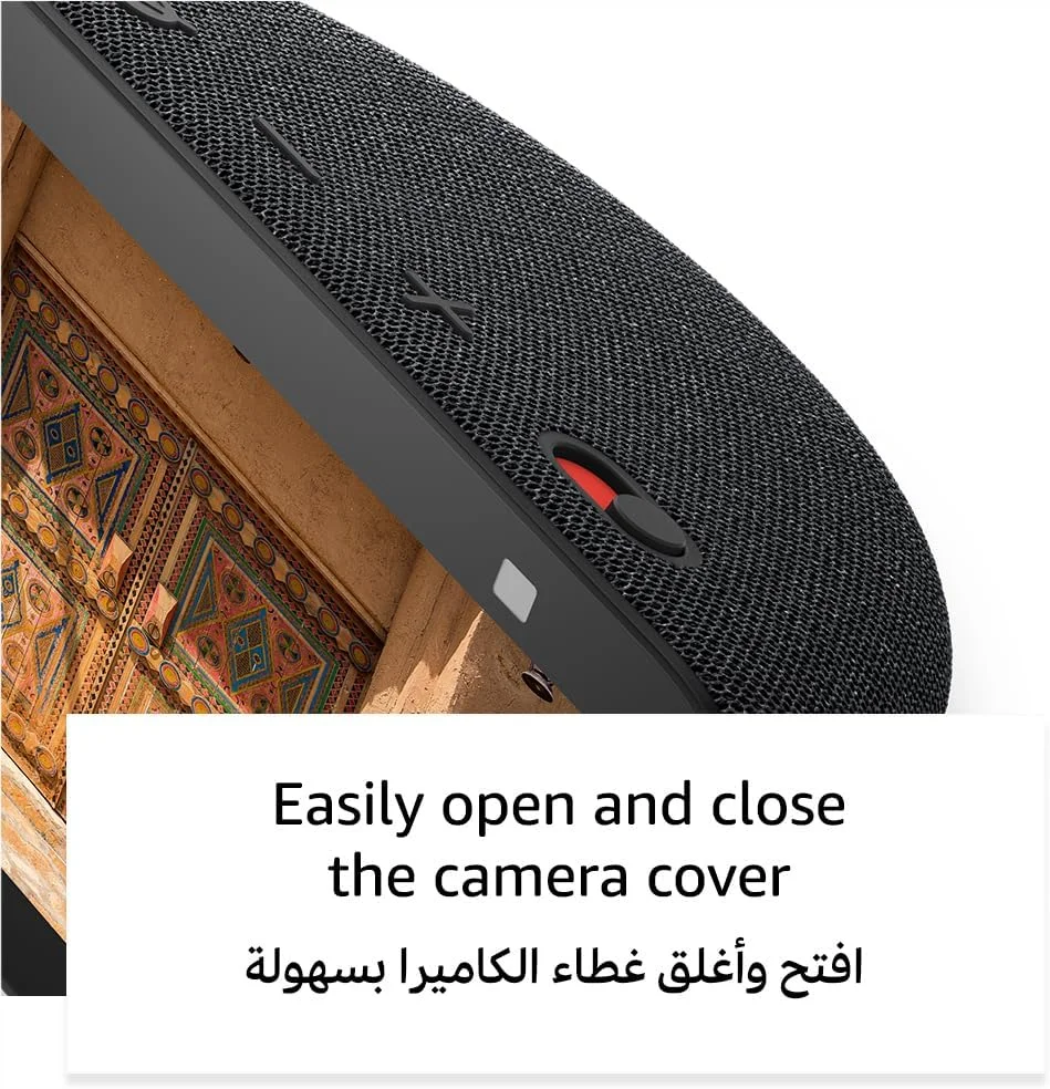 اکو شو 5 | (نسل سوم، عرضه 2023)، نمایشگر هوشمند و ساعت زنگ دار با صدای واضح تر | از صدای خود برای کنترل دستگاه های خانه هوشمند، پخش موسیقی یا قرآن و موارد دیگر استفاده کنید (به زبان خلیجی صحبت می کند) | ذغالی