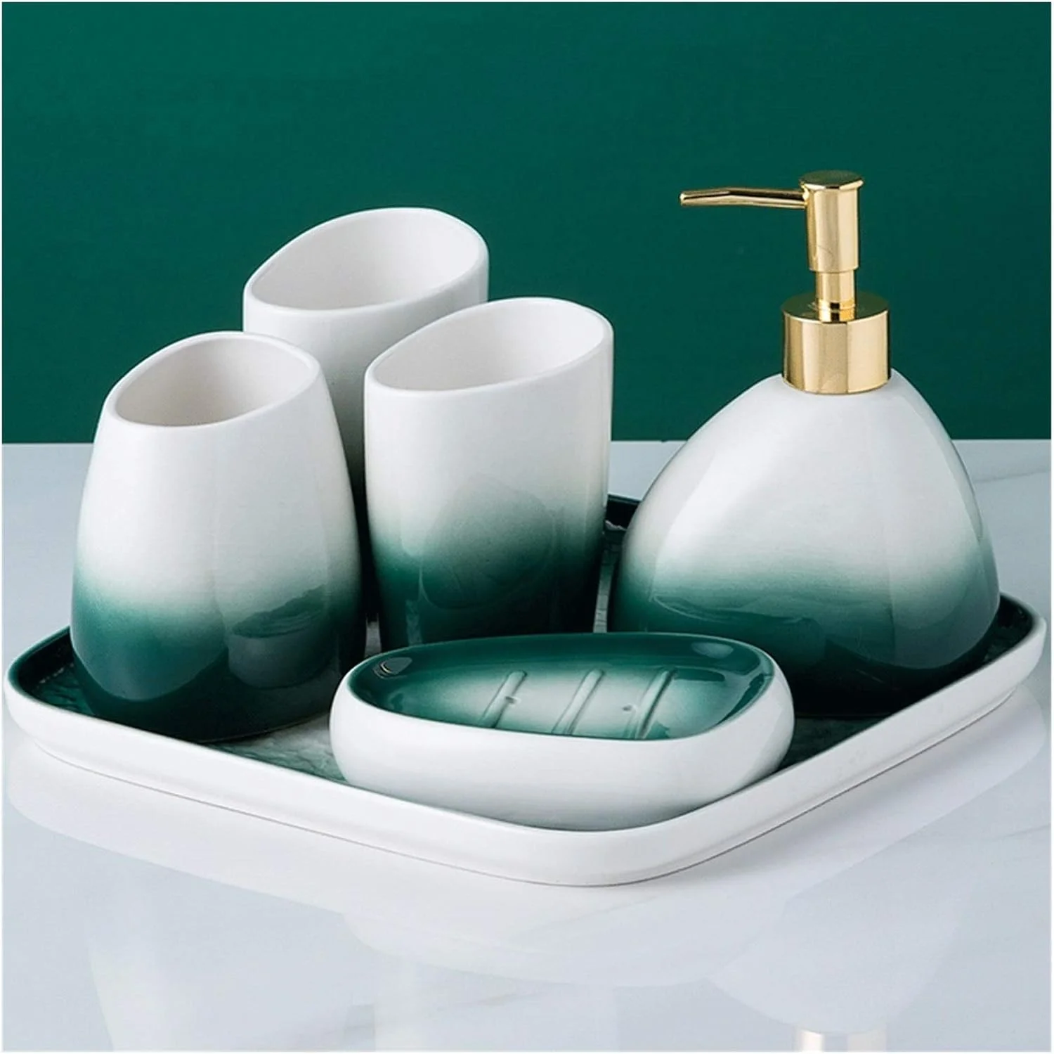 پمپ پخش کننده مایع دستشویی، پمپ دوش حمام، ست لوازم جانبی حمام سبز، پخش کننده مایع دستشویی 450 میلی لیتر، پخش کننده لوسیون سرامیکی وینتیج