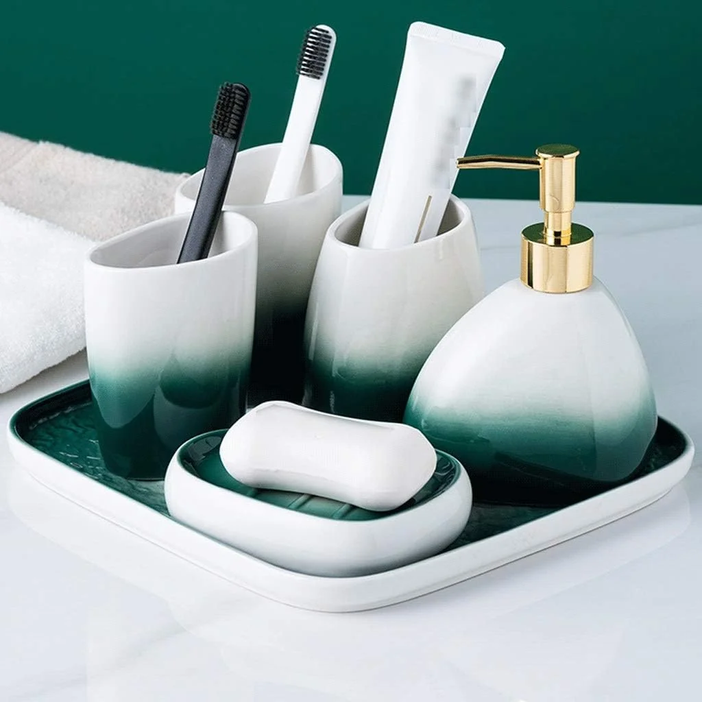 پمپ پخش کننده مایع دستشویی، پمپ دوش حمام، ست لوازم جانبی حمام سبز، پخش کننده مایع دستشویی 450 میلی لیتر، پخش کننده لوسیون سرامیکی وینتیج