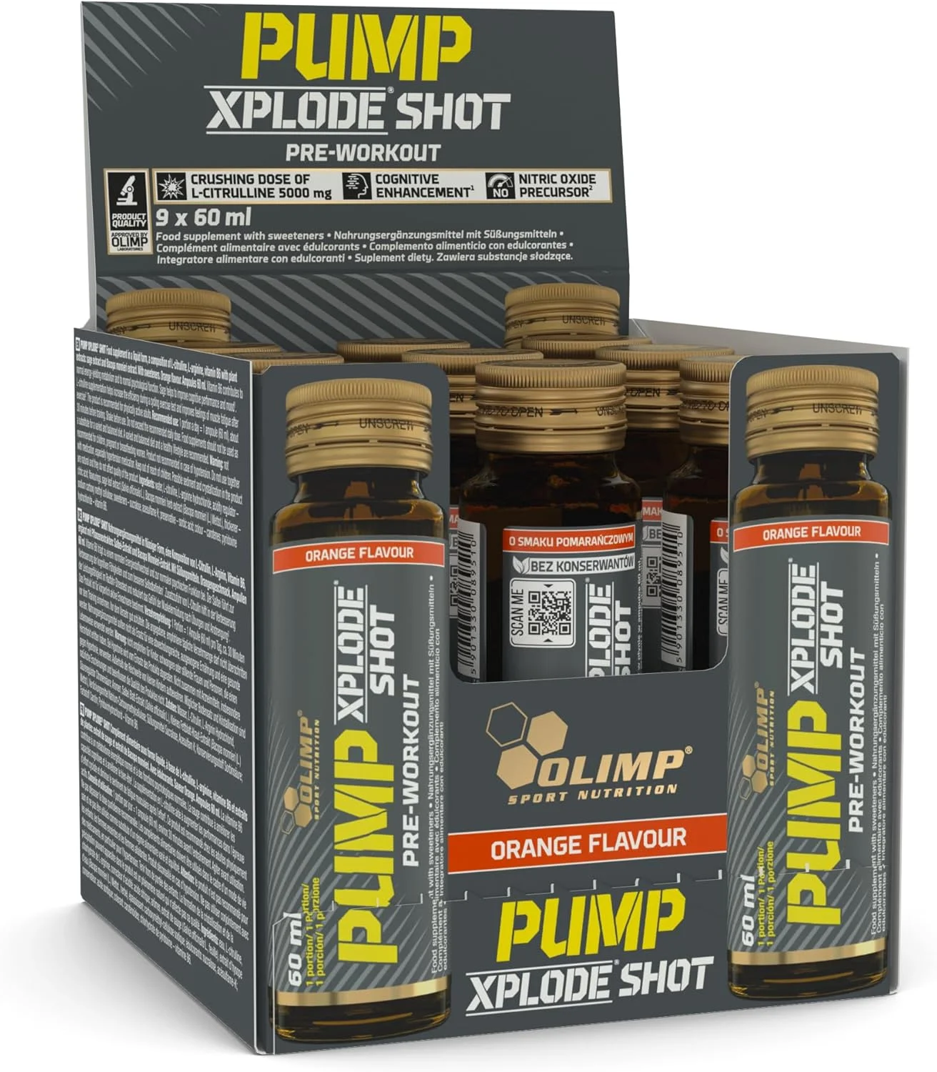 OLIMP SPORT NUTRITION PUMP XPLODE SHOT مکمل قبل از تمرین با طعم پرتقال - بسته 20 عددی