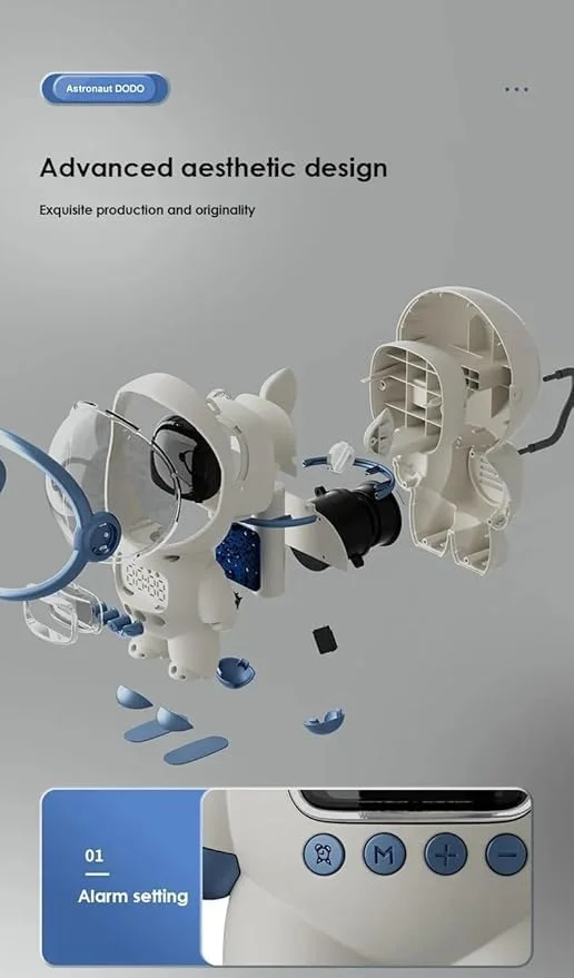 اسپیکر هوشمند فضانورد بی سیم بلوتوثی - اسپیکر بلوتوثی چند منظوره ربات فضایی بی سیم با ساب ووفر، چراغ های LED، صدای بهبود یافته و طراحی قابل حمل برای کودکان