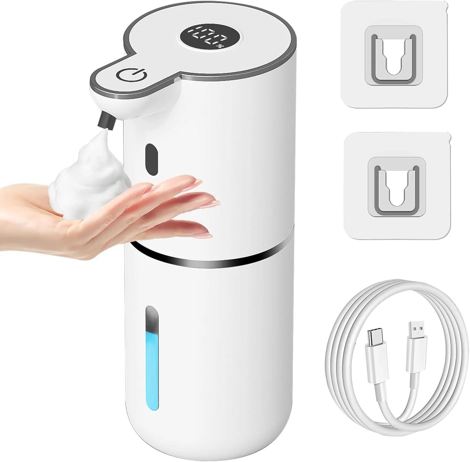 مایع دستشویی اتوماتیک Ctoby، ظرفیت 400 میلی لیتر، قابل شارژ با USB، پمپ برقی دیواری با 4 سطح قابل تنظیم برای مایع دستشویی، مناسب برای آشپزخانه و حمام