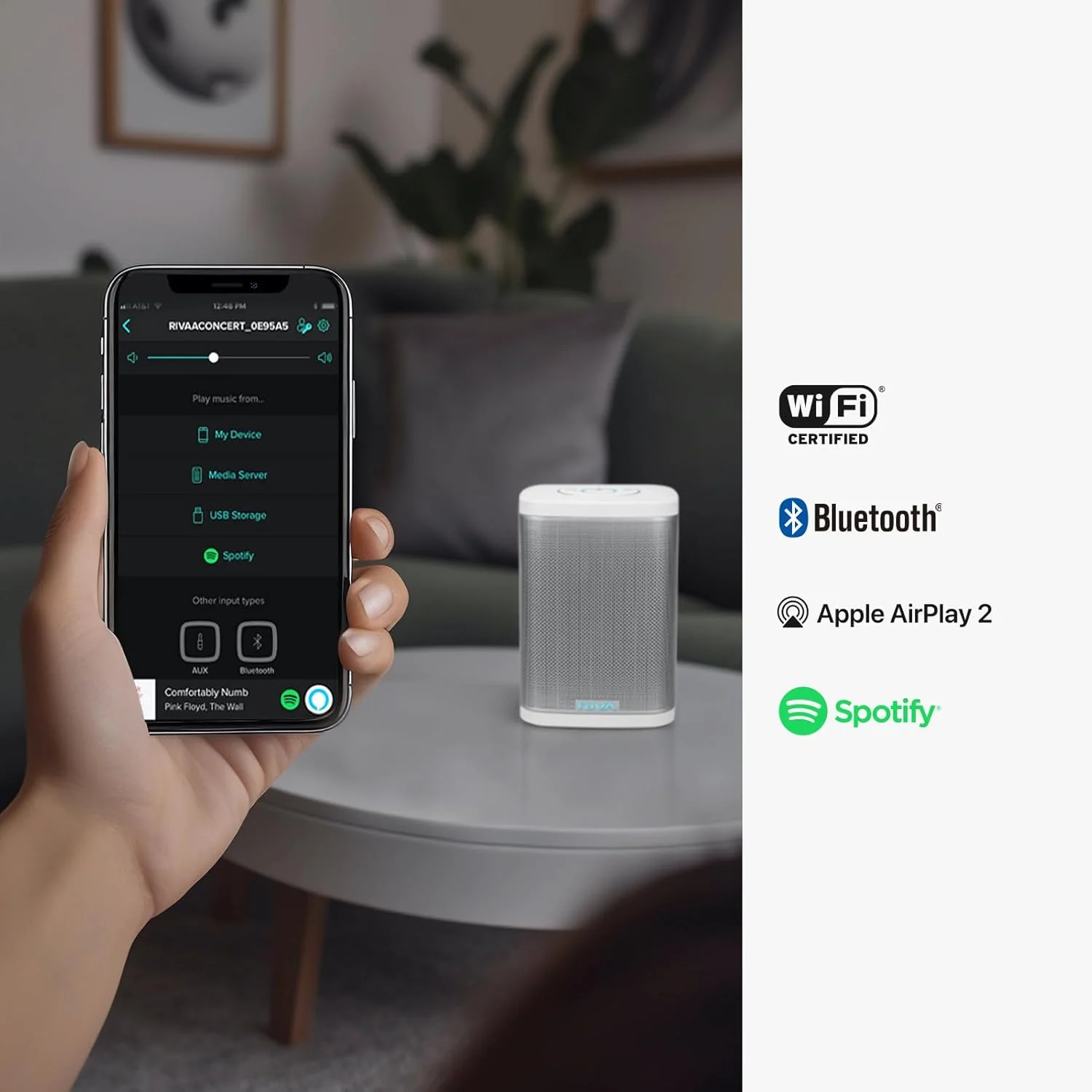 اسپیکر هوشمند وایرلس Hi-Fi ارتقا یافته RIVA Concert با کنترل صوتی الکسا، 6 درایور، 50 وات، سیستم موسیقی چند اتاقه، پشتیبانی از Airplay 2، Chromecast، پخش Spotify، Wi-Fi، بلوتوث (سفید)