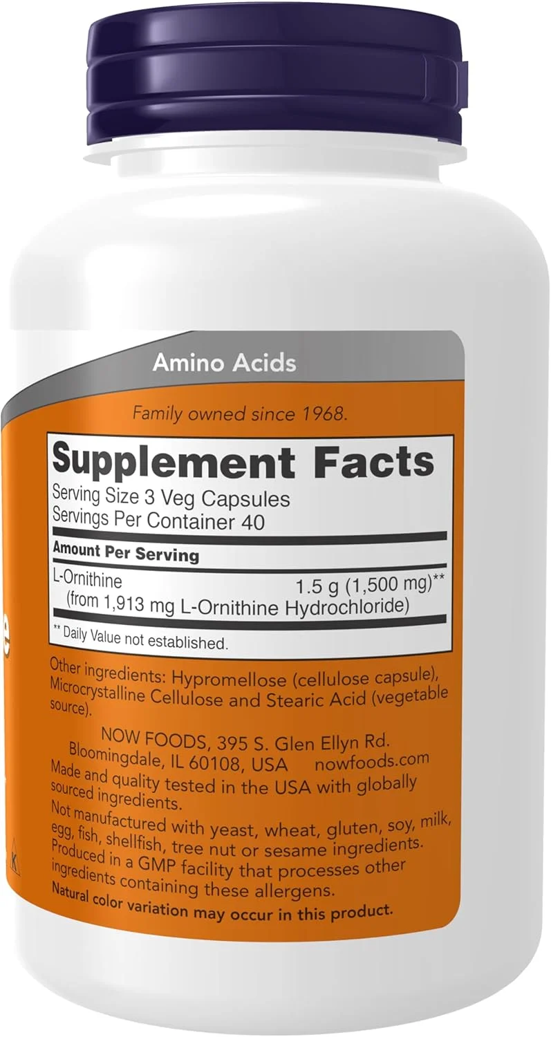 NOW Foods - ال-اورنیتین (500 میلی گرم، 120 کپسول)