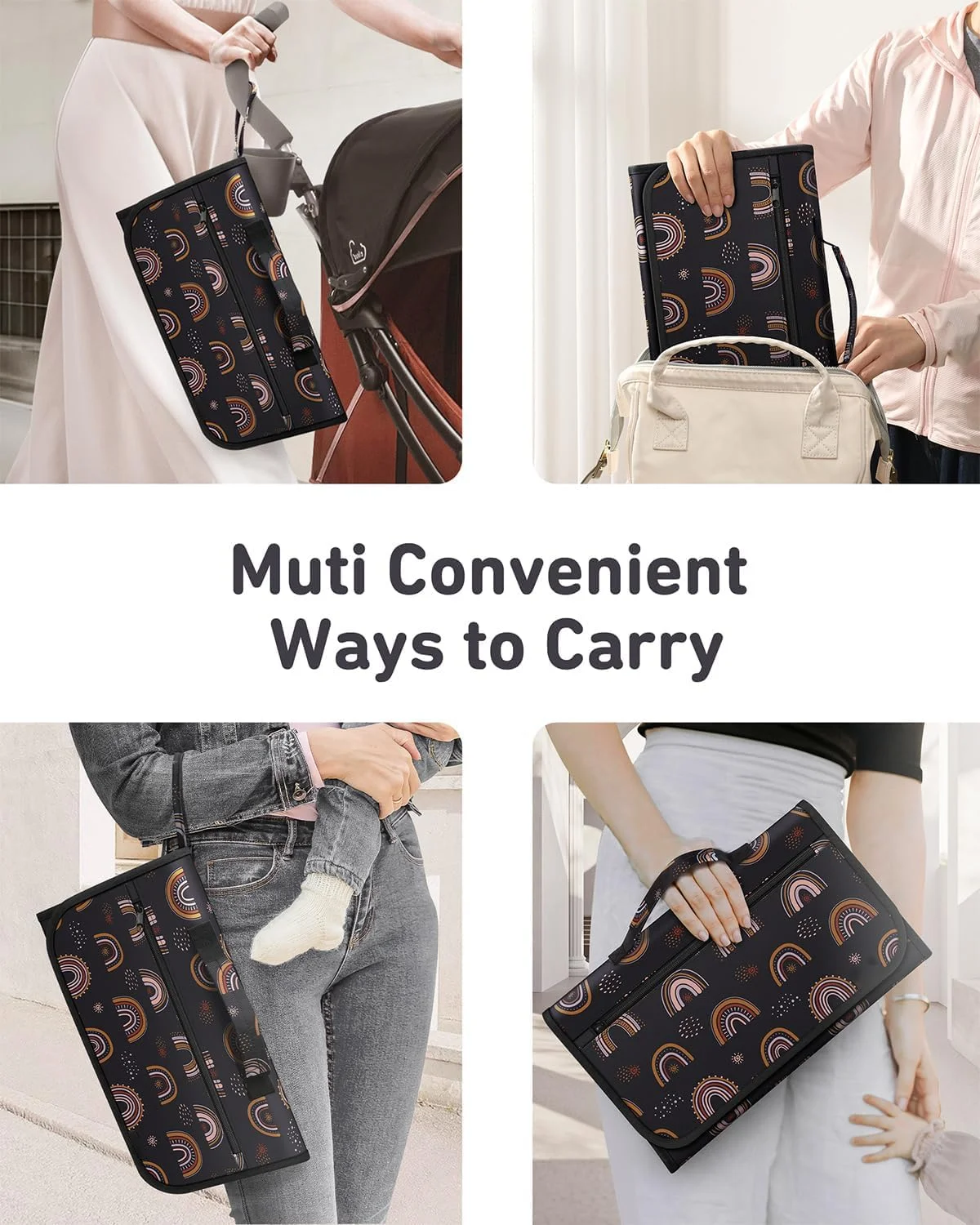 زیرانداز تعویض پوشک قابل حمل ZONEY، زیرانداز تعویض کودک مسافرتی با جیب دستمال مرطوب برای نوزاد دختر و پسر، تشک تعویض ضد آب قابل حمل، رنگین کمان خورشید زیرانداز تعویض پوشک قابل حمل ZONEY، زیرانداز تعویض کودک مسافرتی با جیب دستمال مرطوب برای نوزاد دختر و پسر، تشک تعویض ضد آب قابل حمل، رنگین کمان خورشید