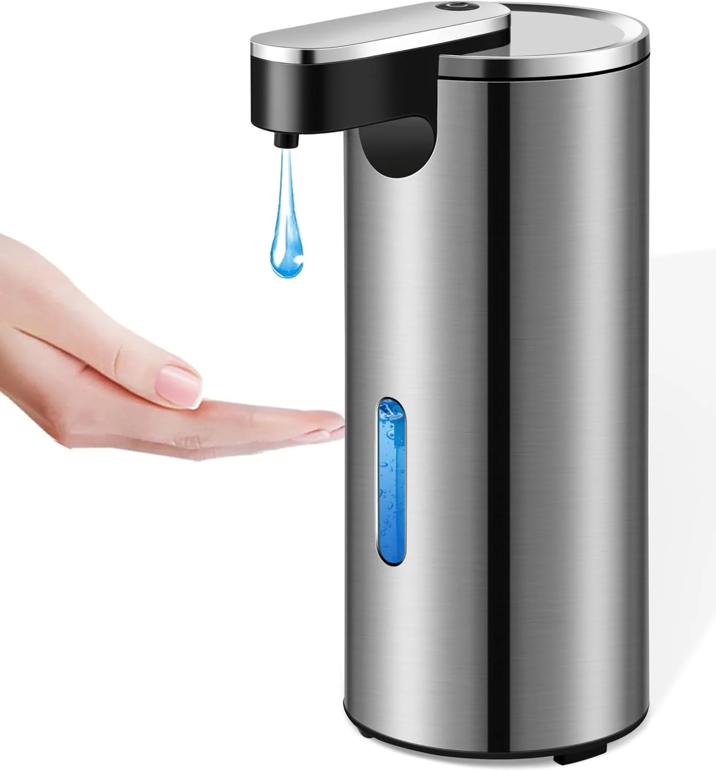 Automatic Soap Dispenser, 13.5oz/400ml Stainless Steel Touchless Soap Dispenser Liquid, 3 Levels Adjustable Infrared Sensor Free Hand Electric Dish Dispenser for Bathroom,Kitchen,Hotel