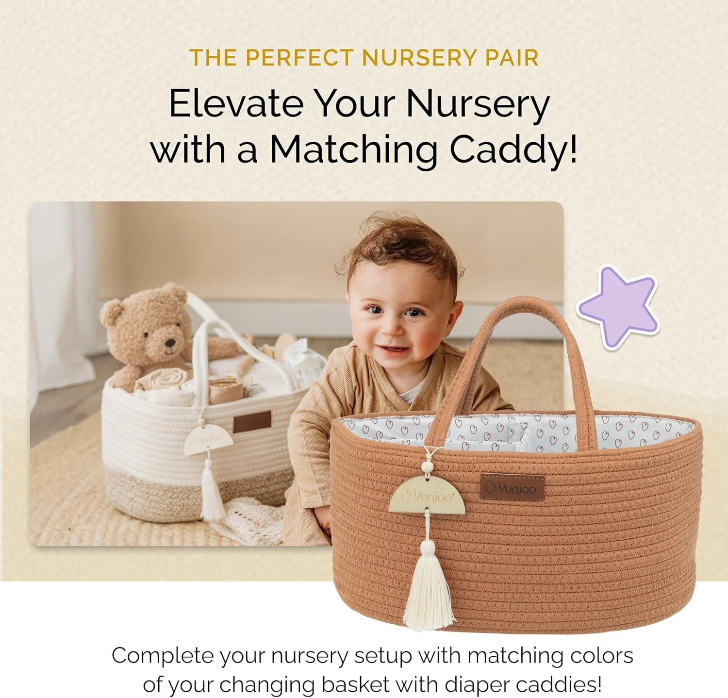 سبد تعویض نوزاد Yunioo، پد تعویض قابل حمل، سبد موسی برای نوزادان، روکش میز تعویض برای اتاق نوزاد، روکش پد ضد آب مسافرتی