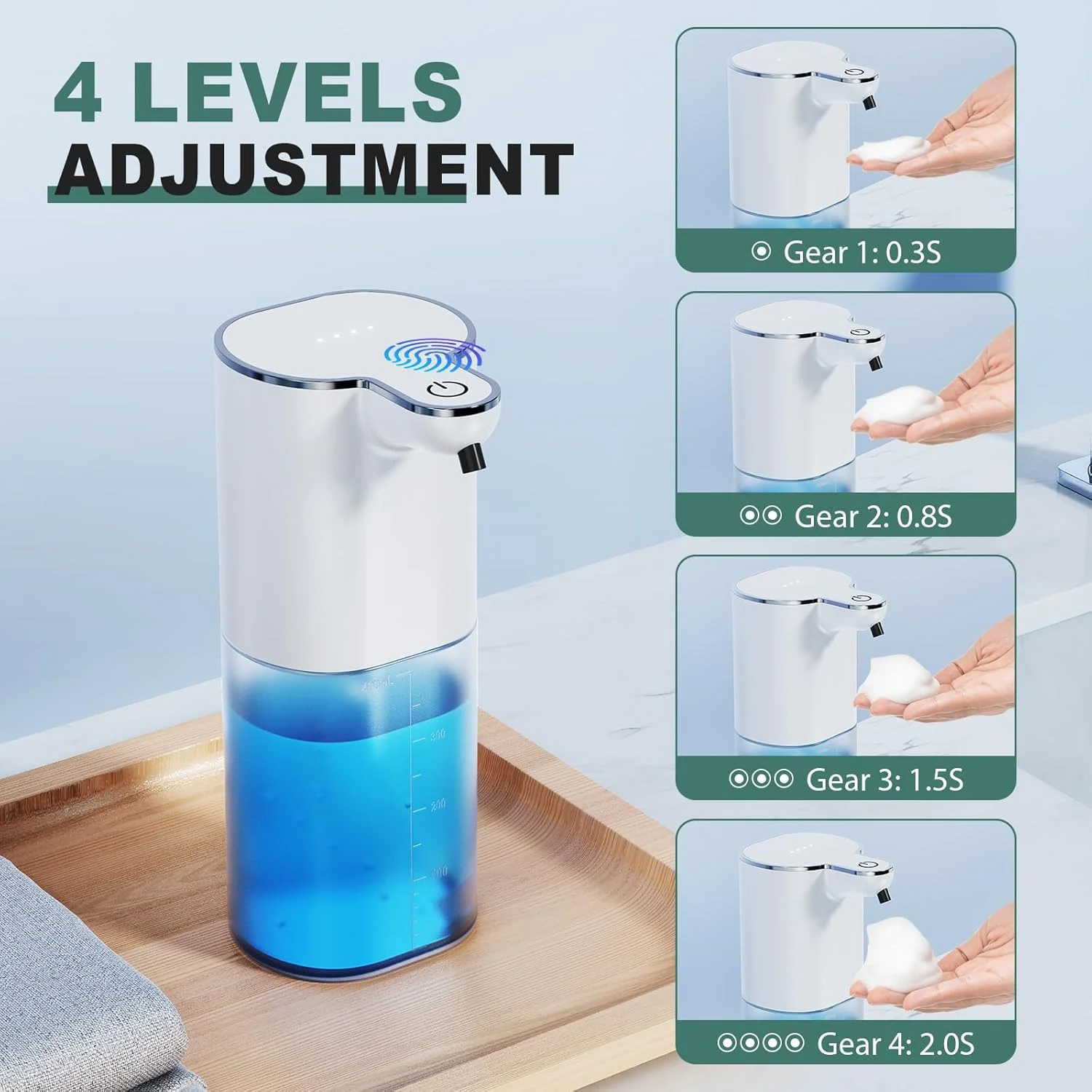 مایع دستشویی اتوماتیک Amyzavls، 1500 میلی آمپر ساعت، نصب دیواری برقی، بدون تماس، 420 میلی لیتر، مایع دستشویی اتوماتیک با سنسور، مایع دستشویی فوم قابل شارژ USB برای حمام، آشپزخانه، اداره