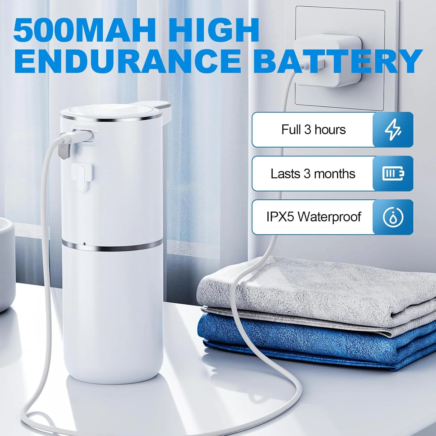 مایع دستشویی ریز اتوماتیک Amyzavls، ۳۸۰ میلی لیتر، نصب دیواری برقی، مایع دستشویی ریز اتوماتیک بدون تماس، قابل شارژ USB با سنسور حرکتی مادون قرمز برای حمام، آشپزخانه، دفتر مایع دستشویی ریز اتوماتیک Amyzavls، ۳۸۰ میلی لیتر، نصب دیواری برقی، مایع دستشویی ریز اتوماتیک بدون تماس، قابل شارژ USB با سنسور حرکتی مادون قرمز برای حمام، آشپزخانه، دفتر