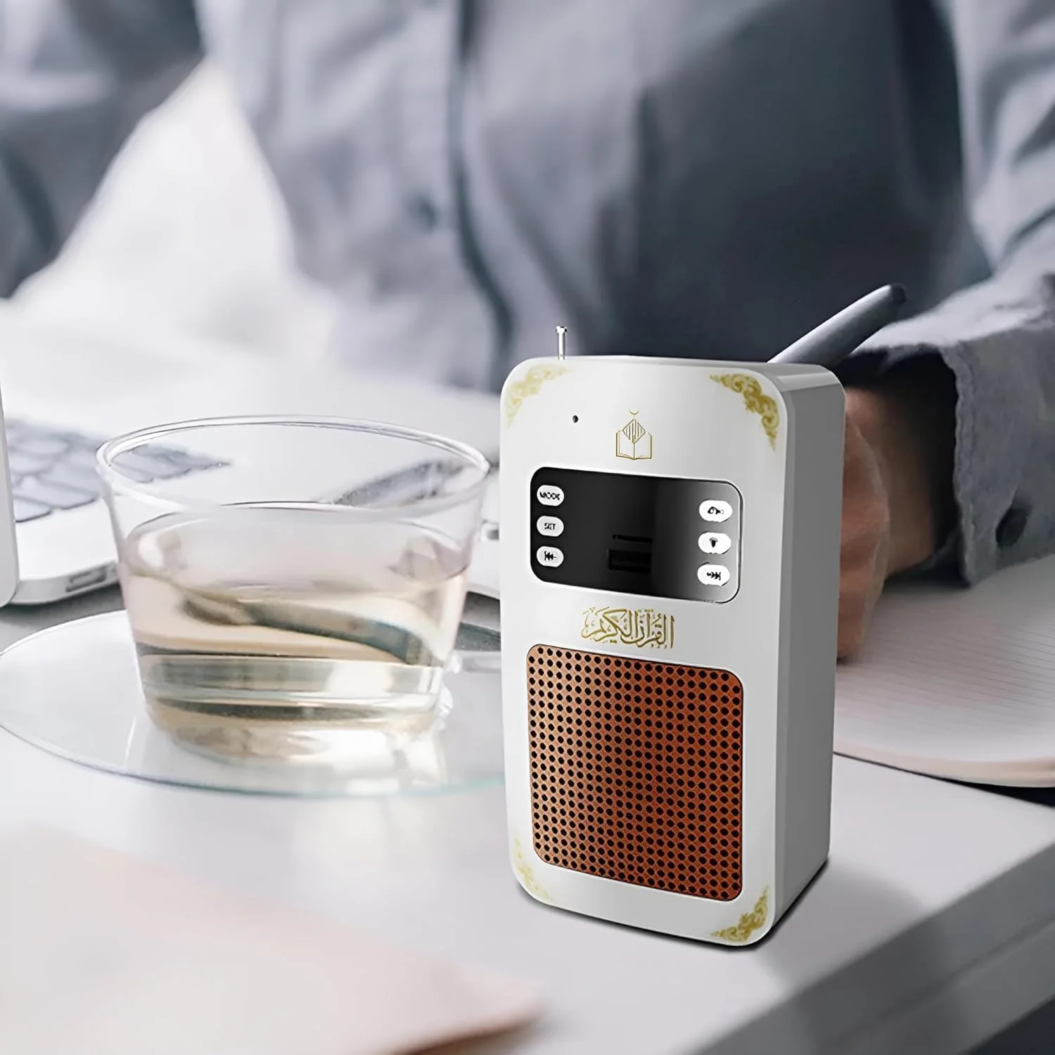 اسپیکر دیواری هوشمند قرآن SmartGrist با کنترل از راه دور، اسپیکر دیواری قرآن کریم با نور LED، پشتیبانی از USB و کارت SD، اذان برای خانه، مدرسه