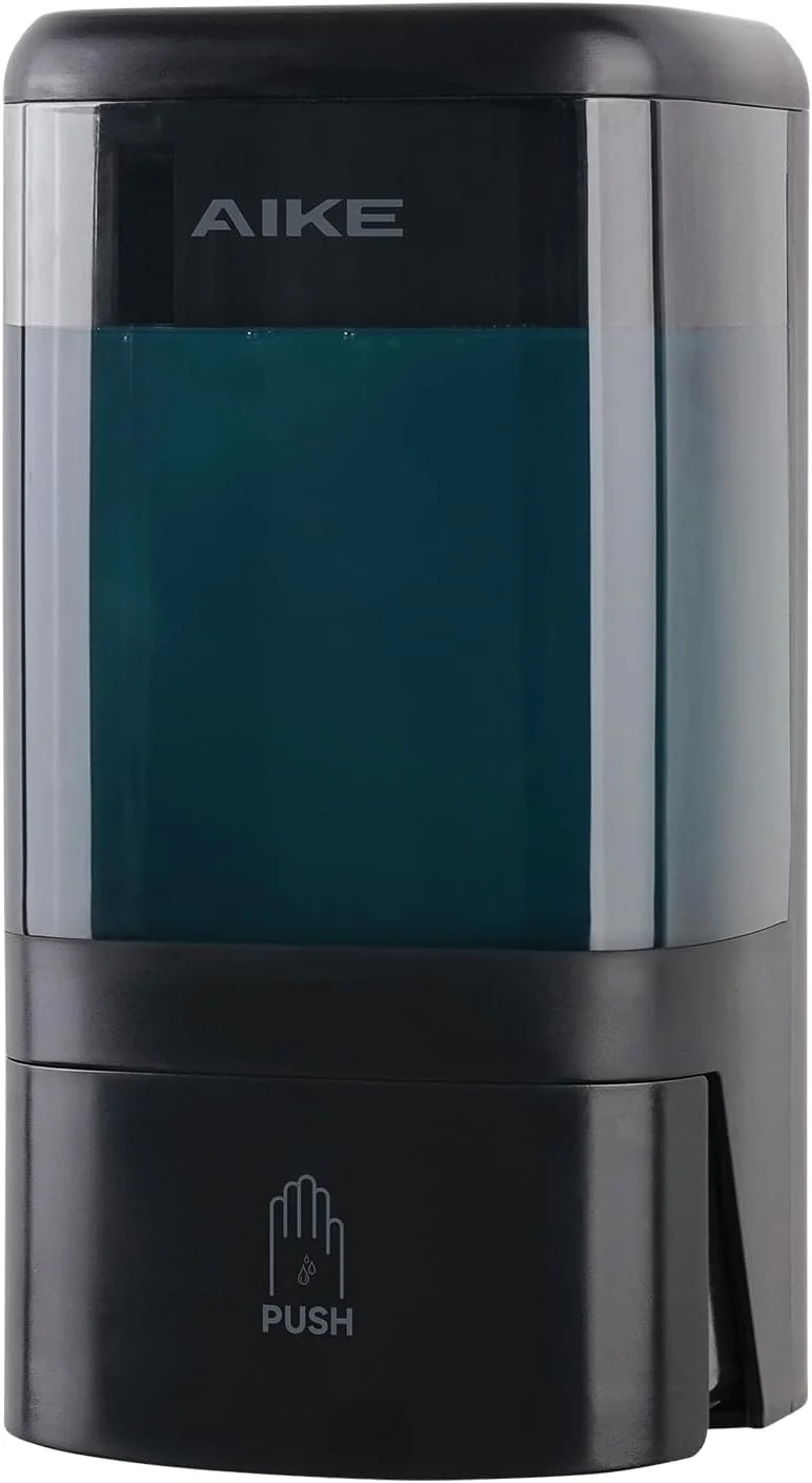 مایع دستشویی تجاری AIKE با ظرفیت 1200 میلی لیتر، ظرفیت بزرگ، نصب دیواری، پمپ دستی با قفل و نمایشگر شفاف، ایده آل برای دفاتر، سطوح صنعتی و حمام ها