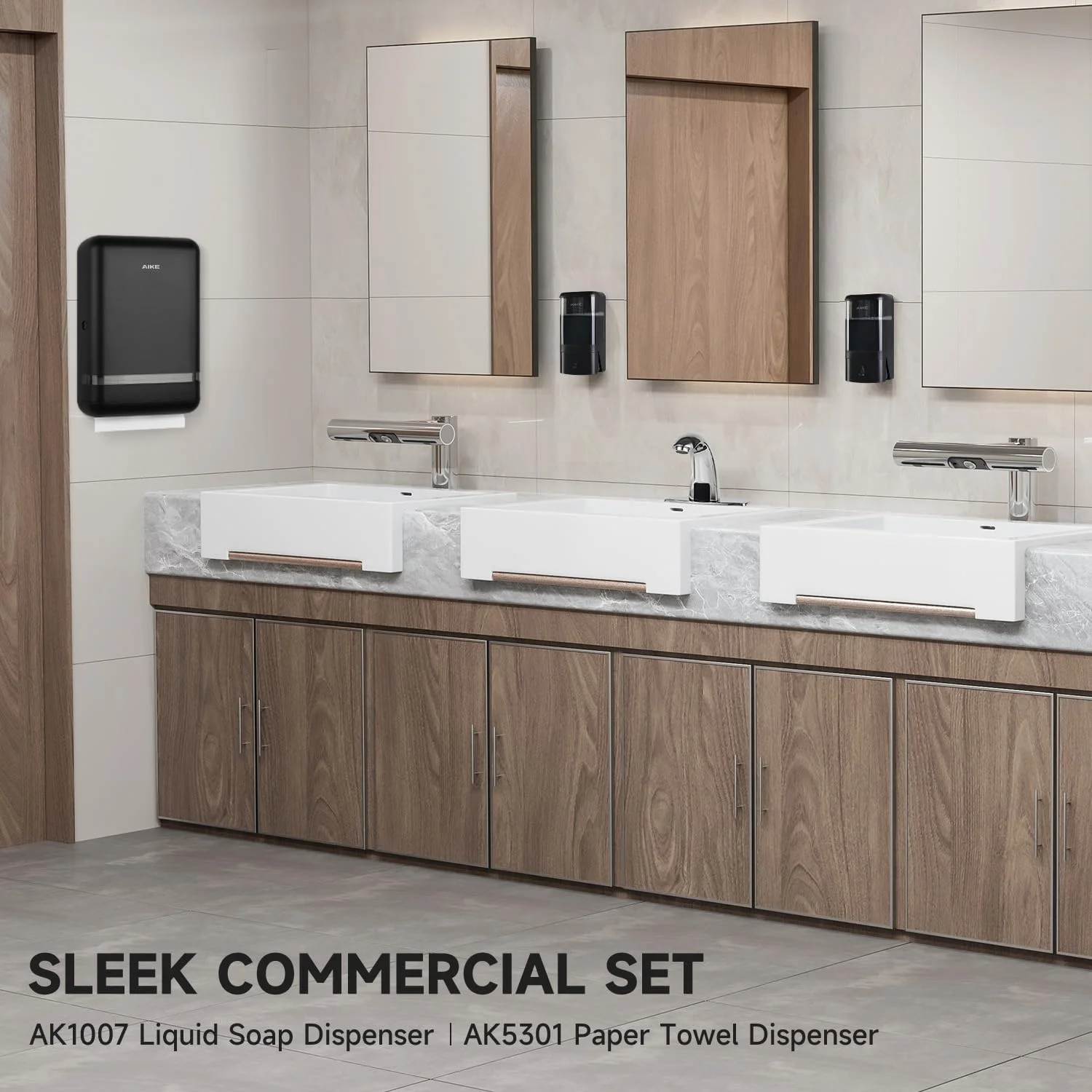 مایع دستشویی تجاری AIKE با ظرفیت 1200 میلی لیتر، ظرفیت بزرگ، نصب دیواری، پمپ دستی با قفل و نمایشگر شفاف، ایده آل برای دفاتر، سطوح صنعتی و حمام ها