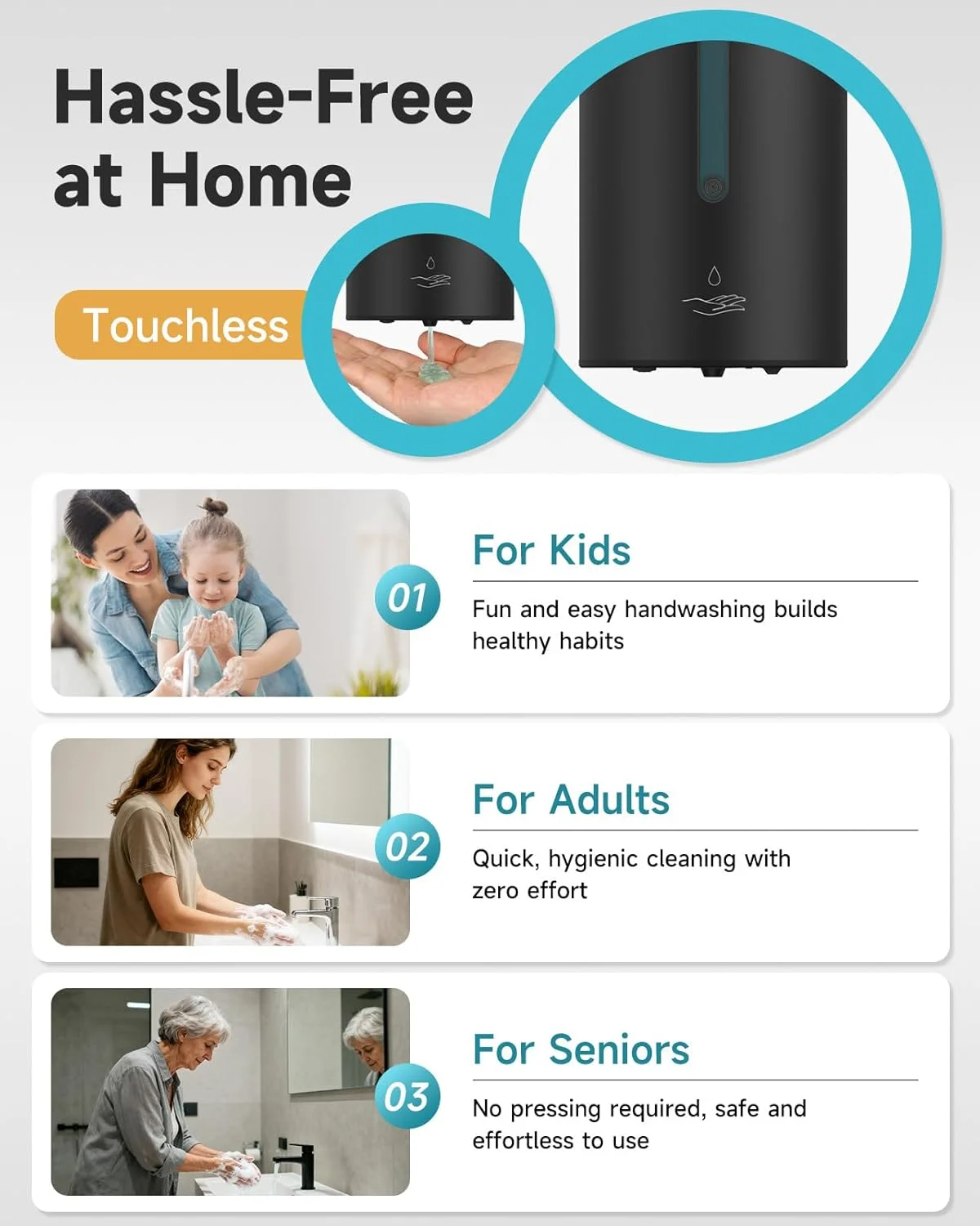 مایع دستشویی اتوماتیک دیواری تجاری AIKE AK1205 استیل ضد زنگ مشکی با ظرفیت بزرگ 700 میلی لیتر