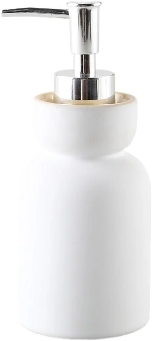 ظرف صابون سرامیکی لوازم جانبی حمام برای آشپزخانه، حمام و روی میز، پمپ لوسیون/ظرف صابون، دکور حمام، دوش، پخش کننده صابون سفید