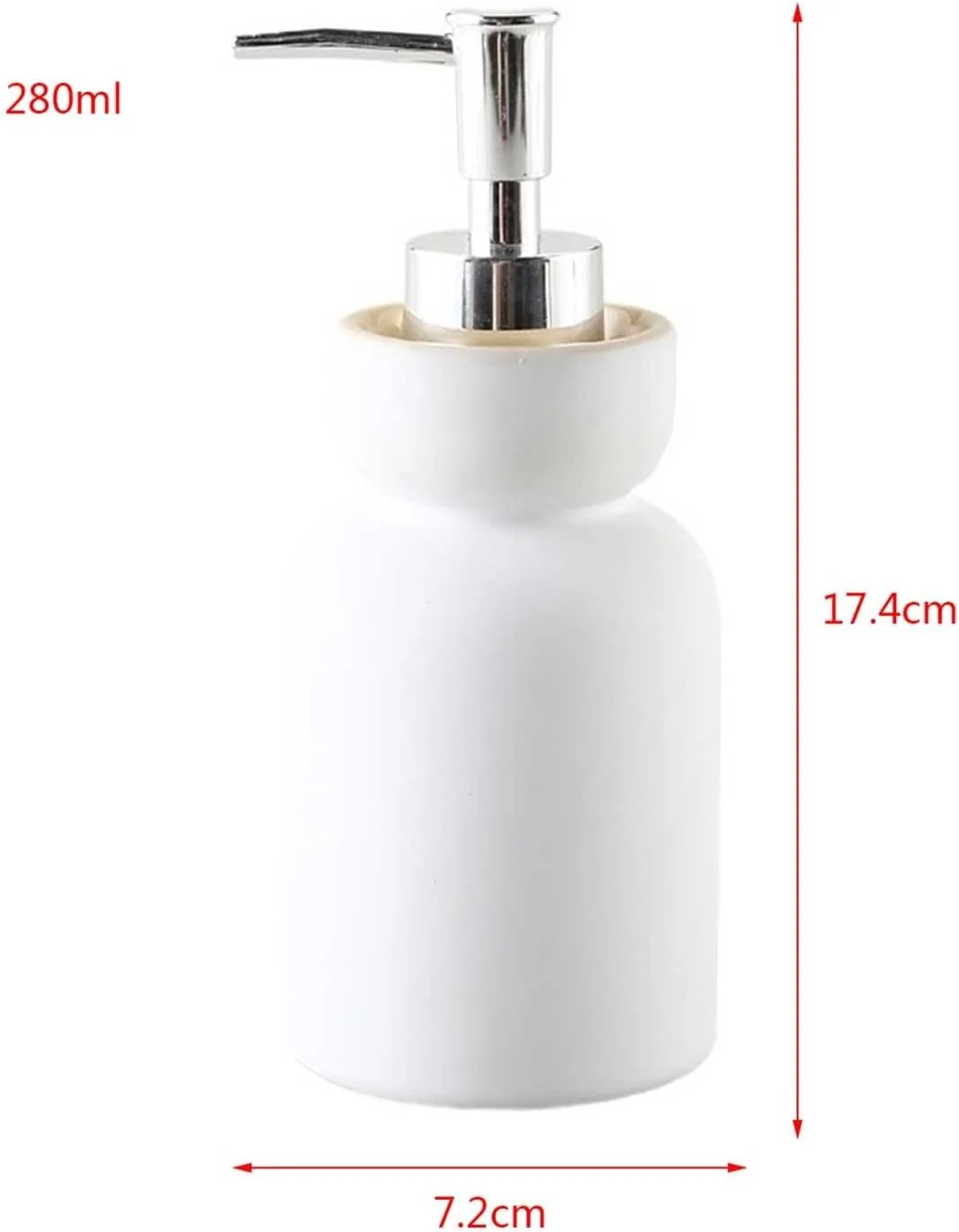 ظرف صابون سرامیکی لوازم جانبی حمام برای آشپزخانه، حمام و روی میز، پمپ لوسیون/ظرف صابون، دکور حمام، دوش، پخش کننده صابون سفید