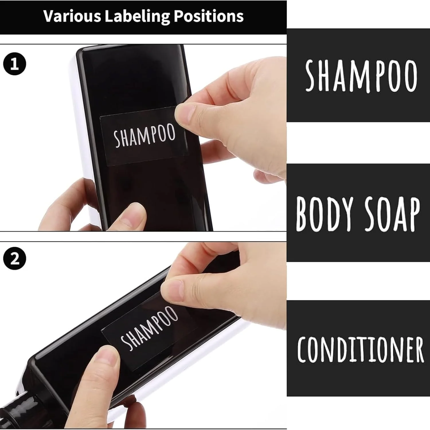 ABOCIDEGE-3 عدد بطری دوش 500 میلی لیتری با برچسب، بطری پمپ مربعی پلاستیکی خالی، ظروف مایع شستشوی بدن برای شامپو و نرم کننده حمام، قابل پر کردن مجدد، مشکی ABOCIDEGE-3 عدد بطری دوش 500 میلی لیتری با برچسب، بطری پمپ مربعی پلاستیکی خالی، ظروف مایع شستشوی بدن برای شامپو و نرم کننده حمام، قابل پر کردن مجدد، مشکی